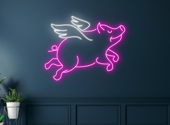 Pig With Wings Neon Sign Wall Decor