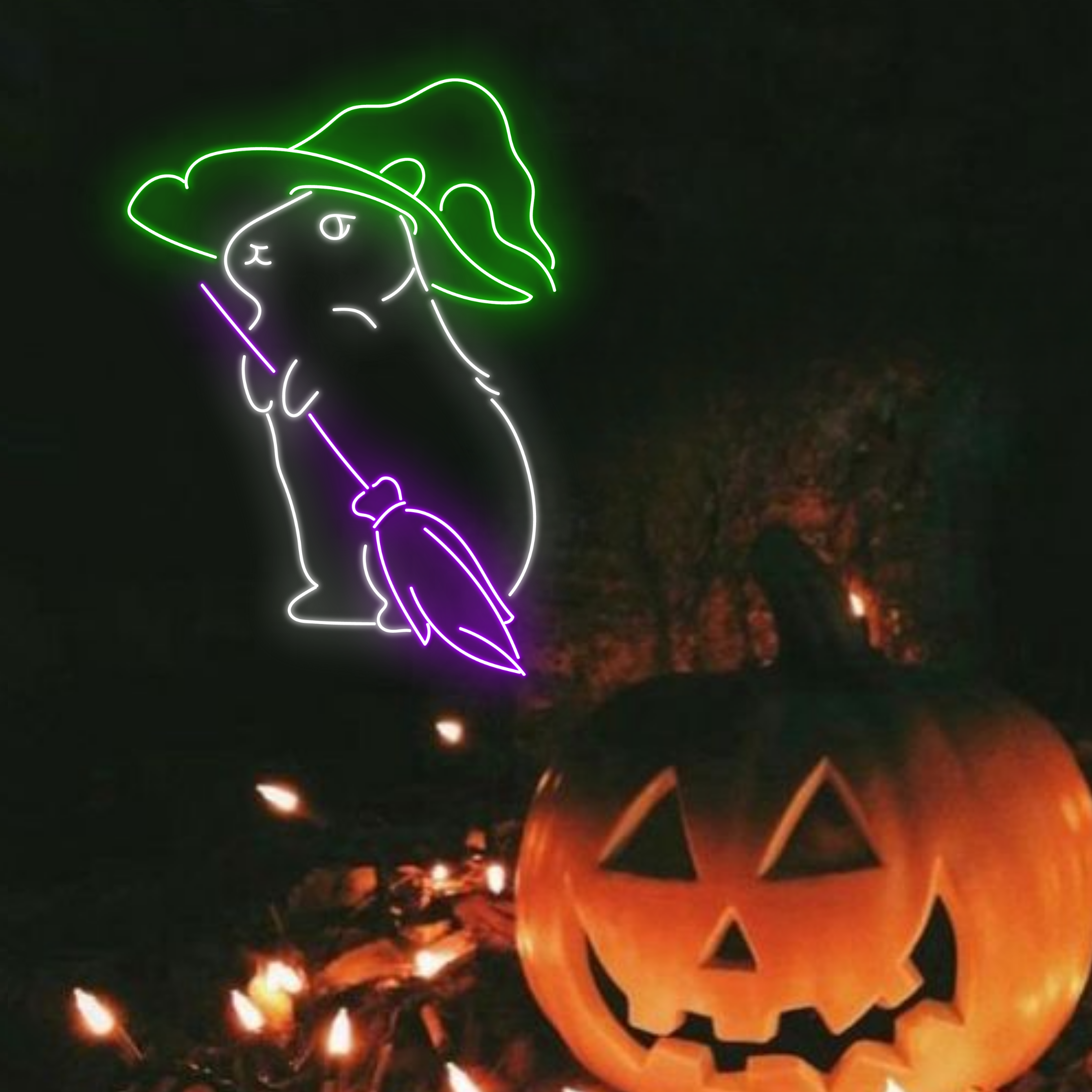 Mouse Hat Neon Signs Halloween Long-lasting Decor
