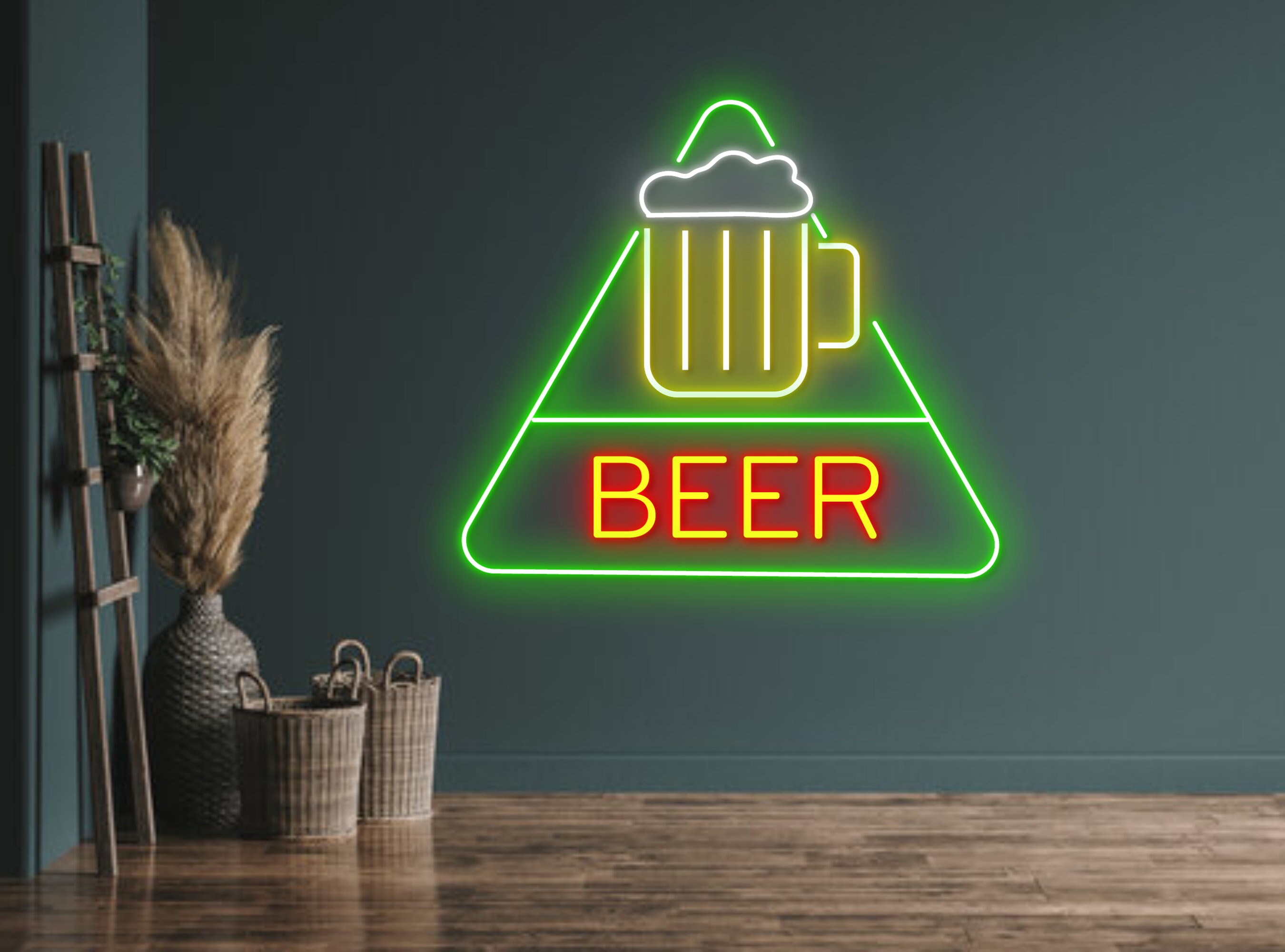 Triangle Sign Beer Bottle Glass Foam Neon Sign