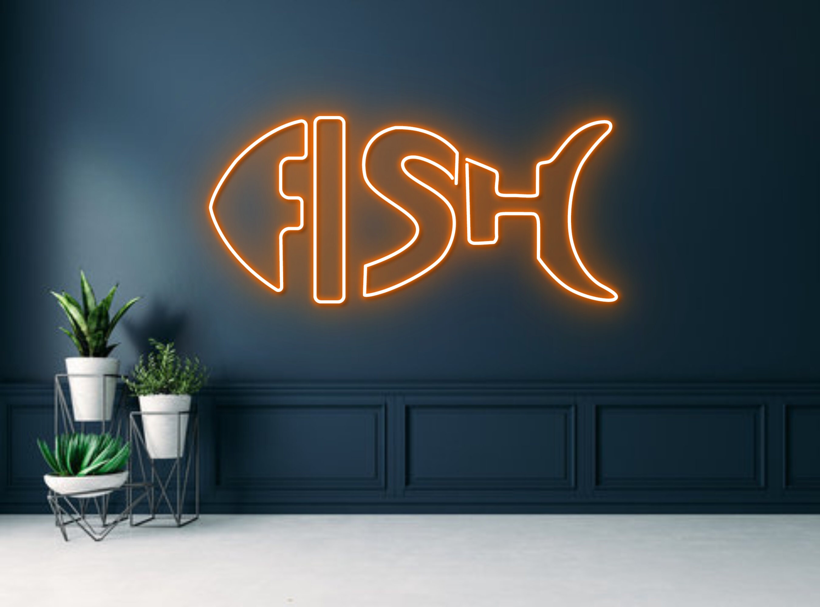 Skeleton Fish Neon Sign Wall Decoration