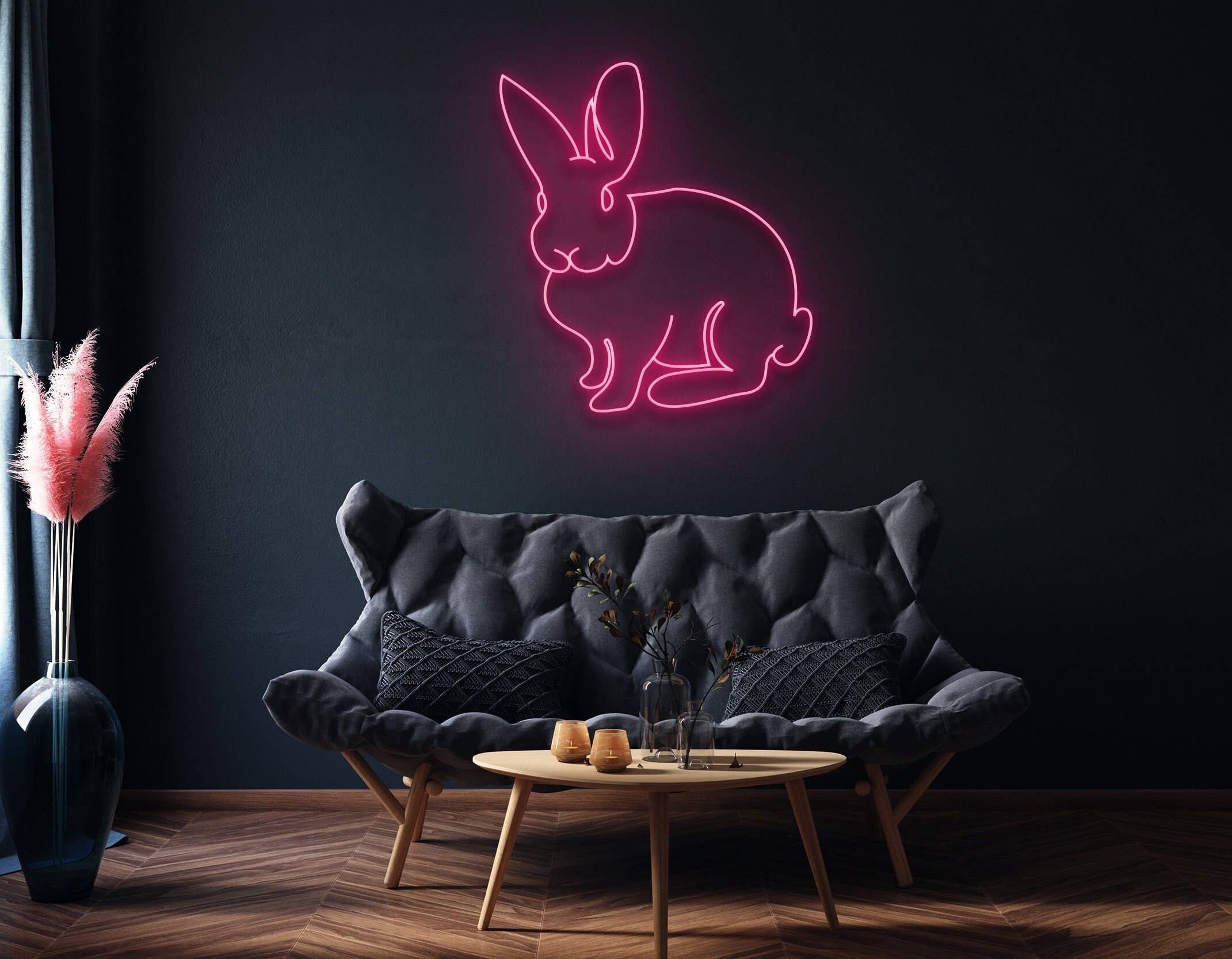 Rabbit Neon Sign Animal Wall Art Decor Easter Gifts