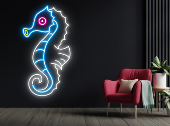 Colorful Seahorse Line Art Neon Signs