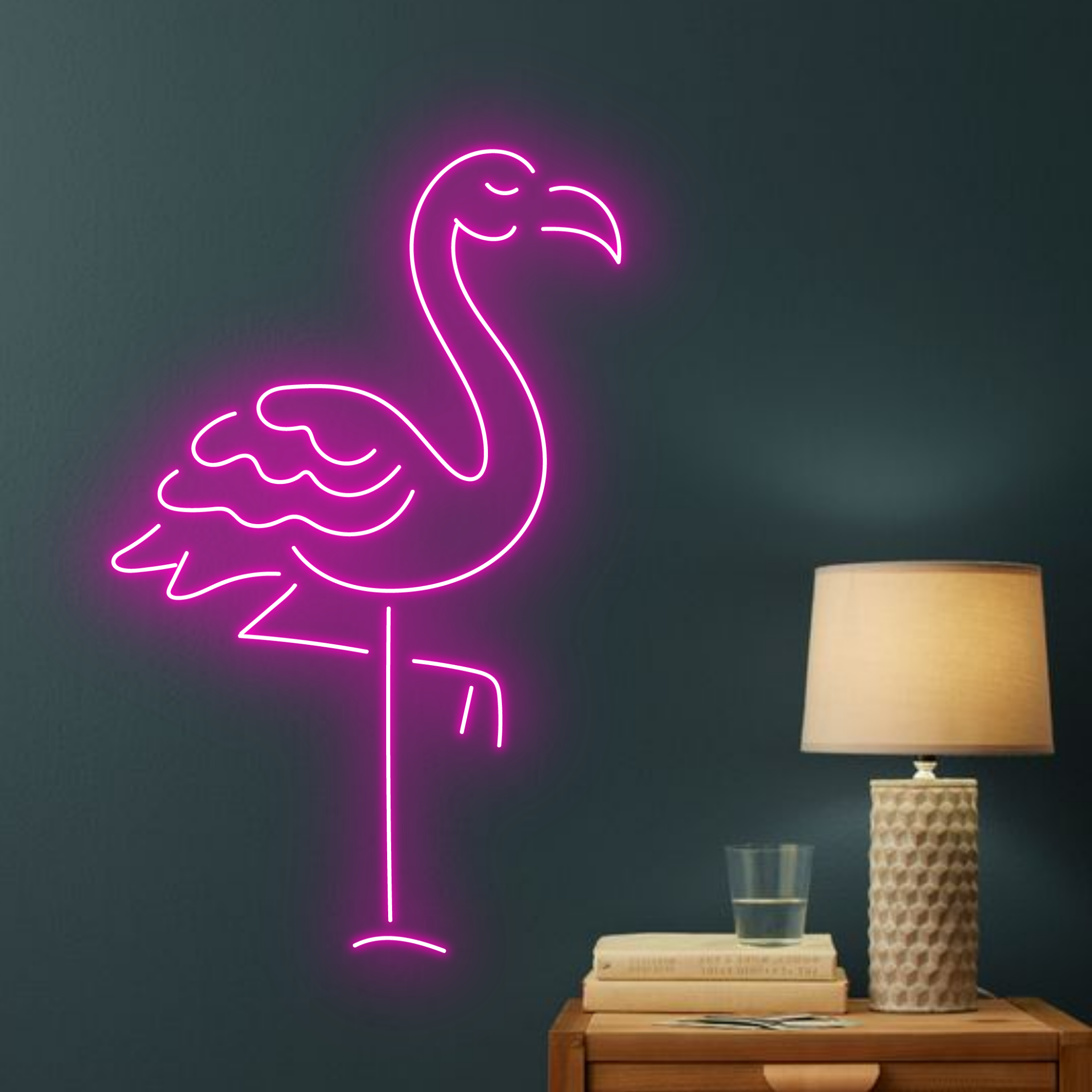 Flamingo Line Neon Sign Animal Wall Art Decor