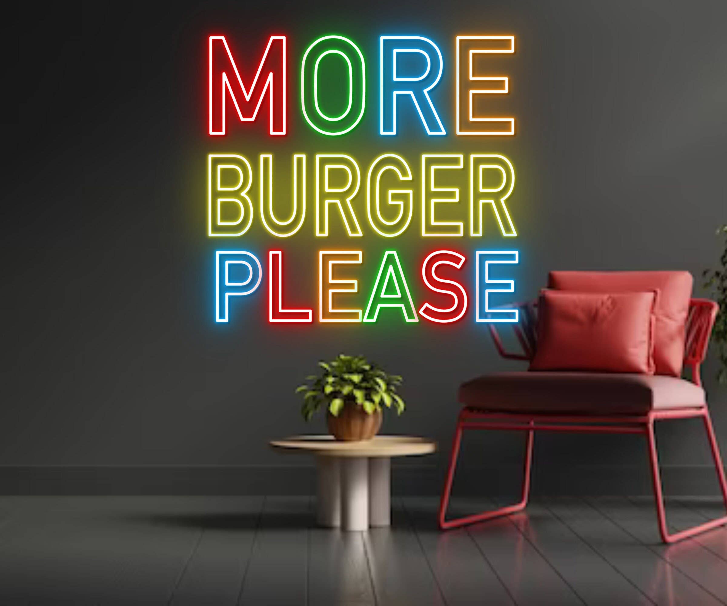 More Burger Please Neon Sign Burger Signboard Decor