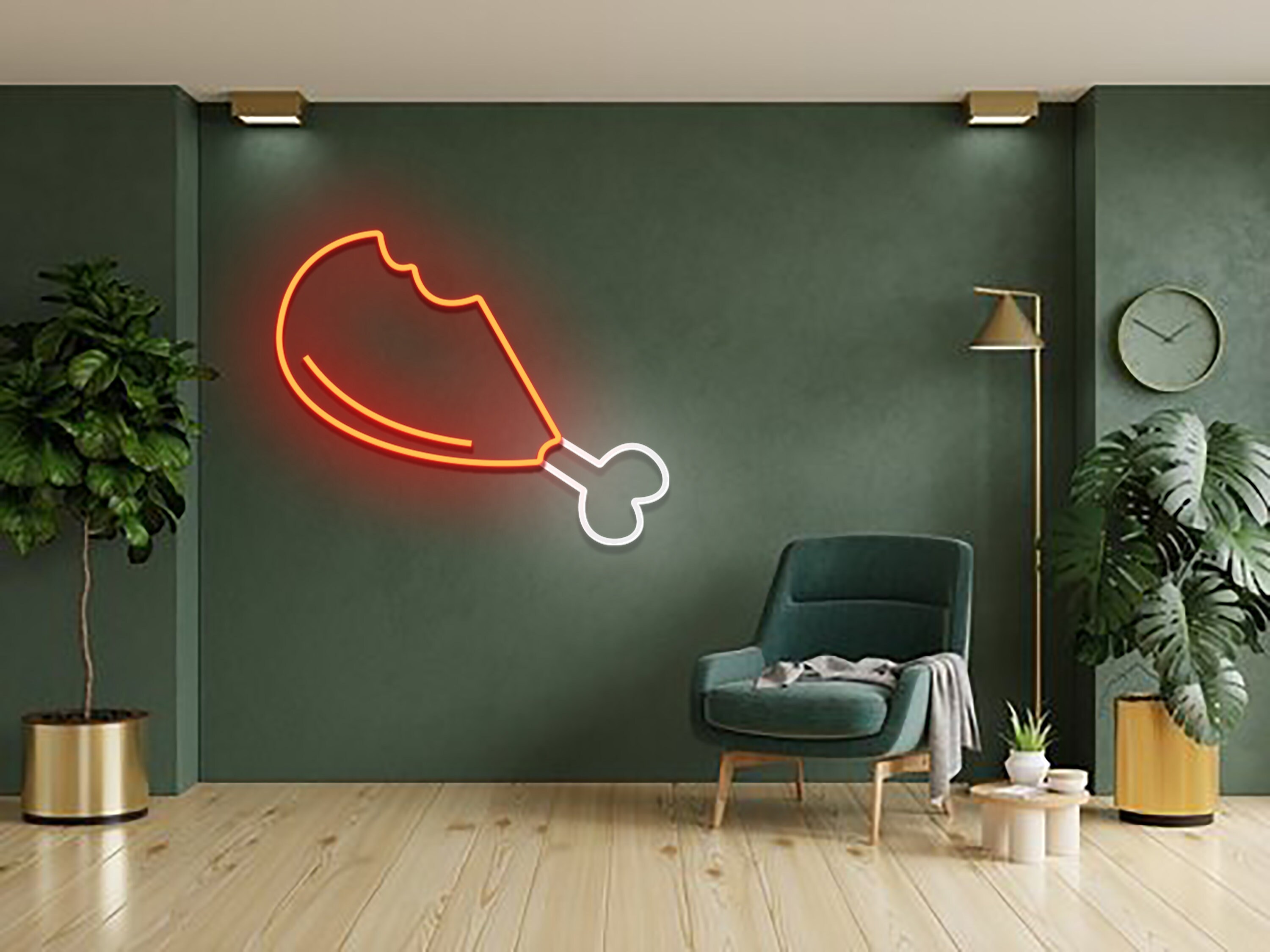 Roasted Chicken Neon Sign Restaurant Welcome Sign