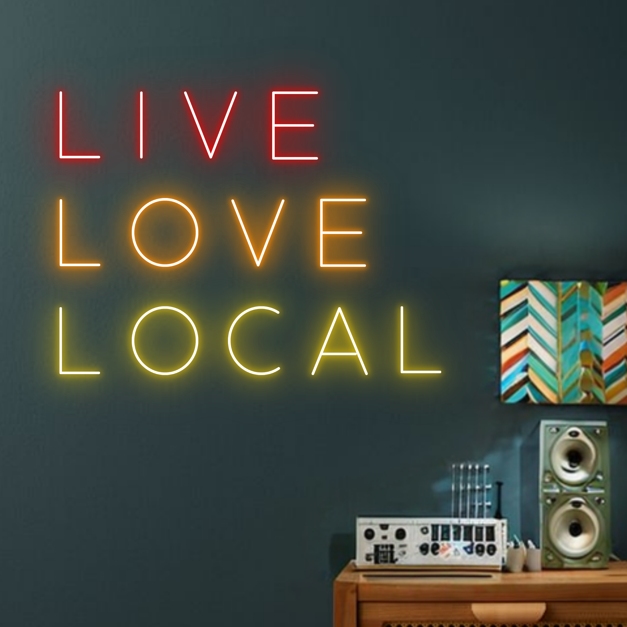 Live Love Local Neon Sign Shop Store Business Lights Decor