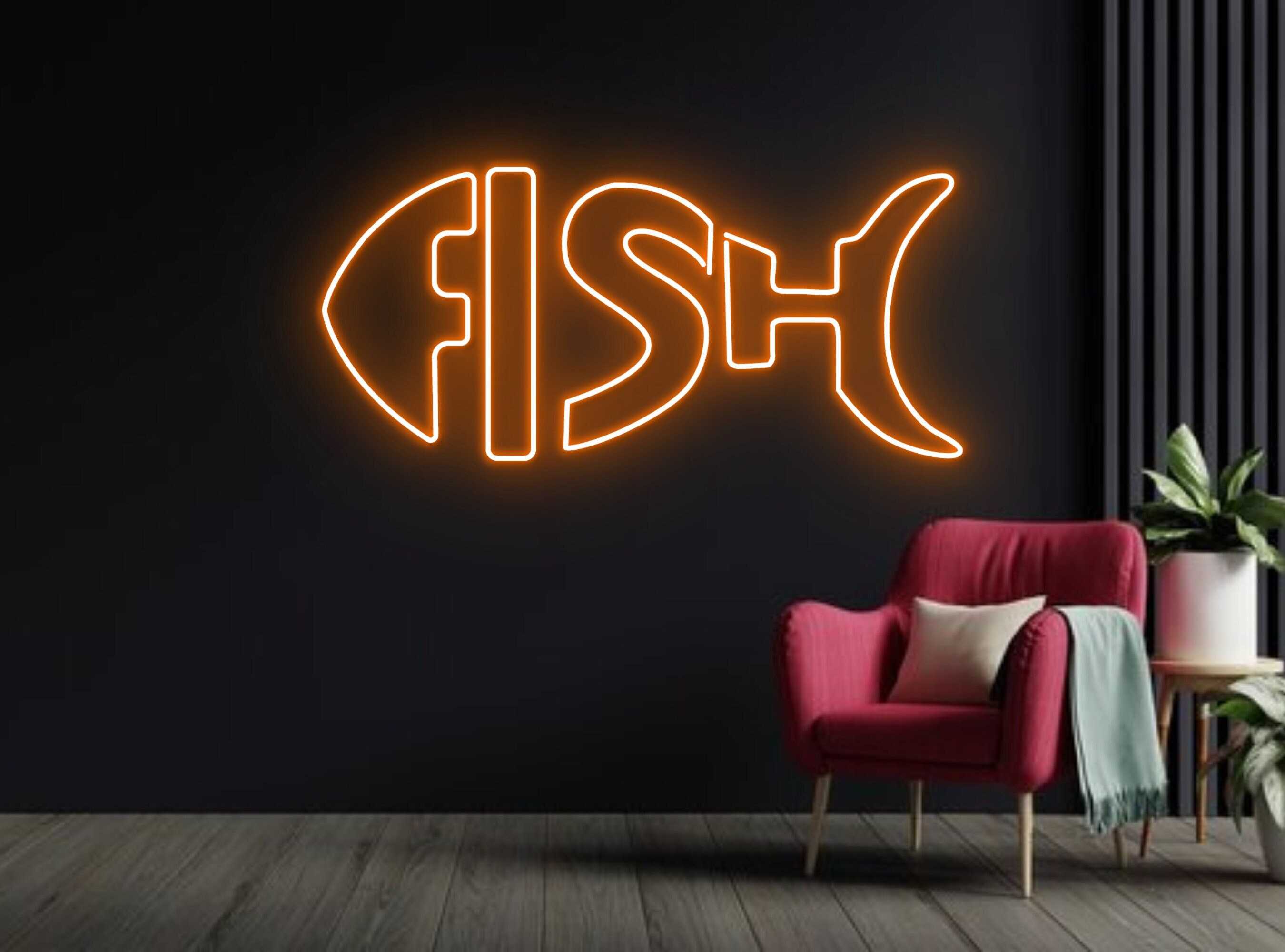 Skeleton Fish Neon Sign Wall Decoration
