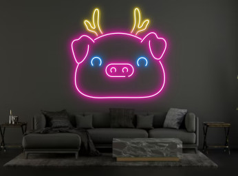 Pig Line Art Neon Signs Decoration Gift Wall Hanging Gift