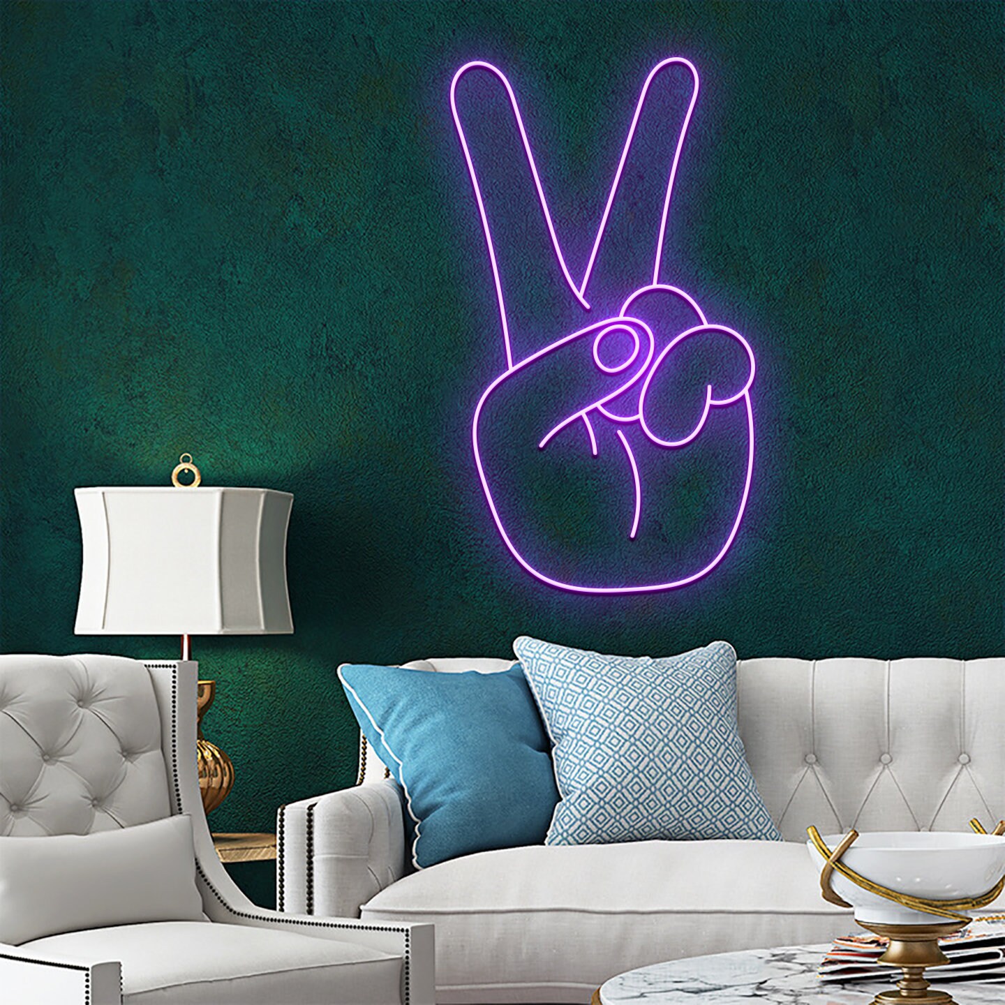 Peace Hand Neon Sign