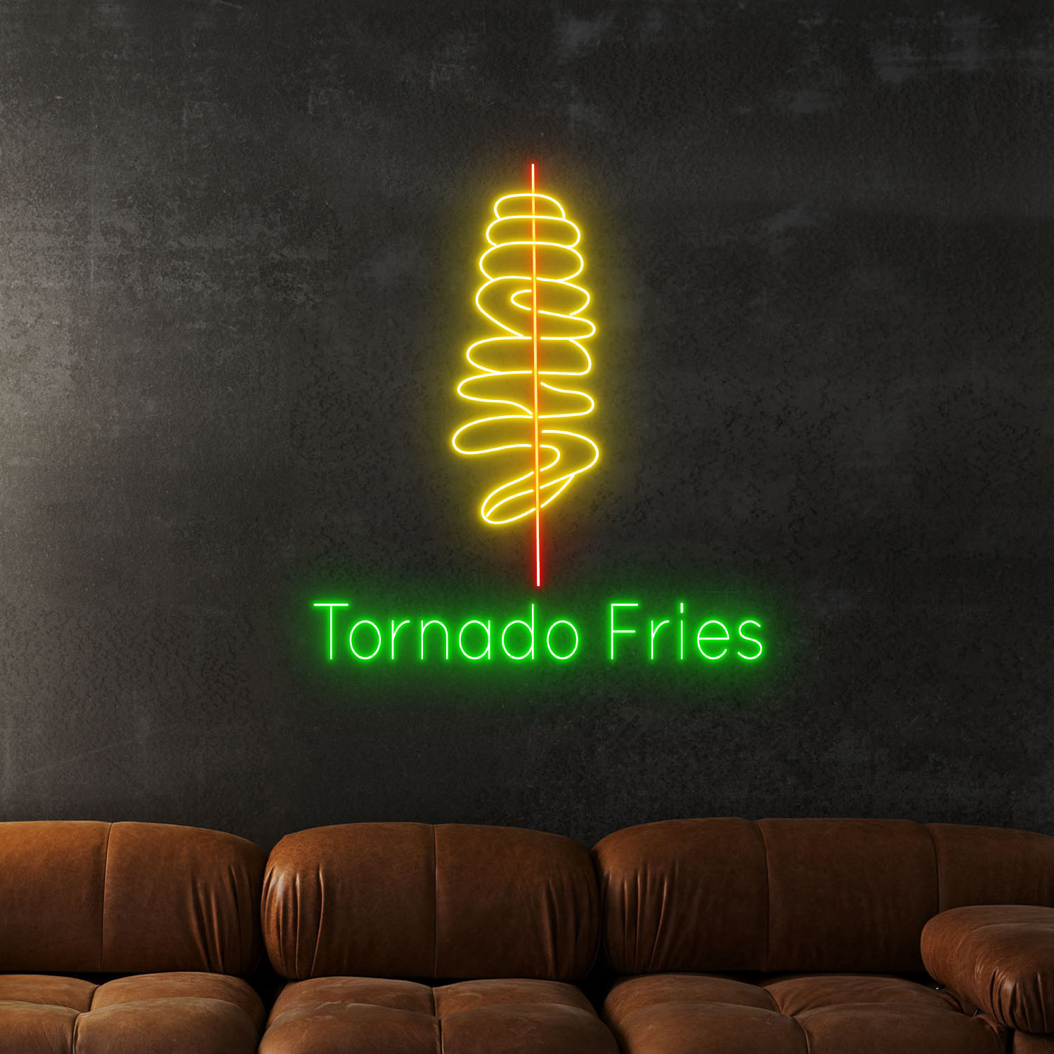 Tornado Fries Neon LED Sign Fast Food Restaurant Wall Decor
