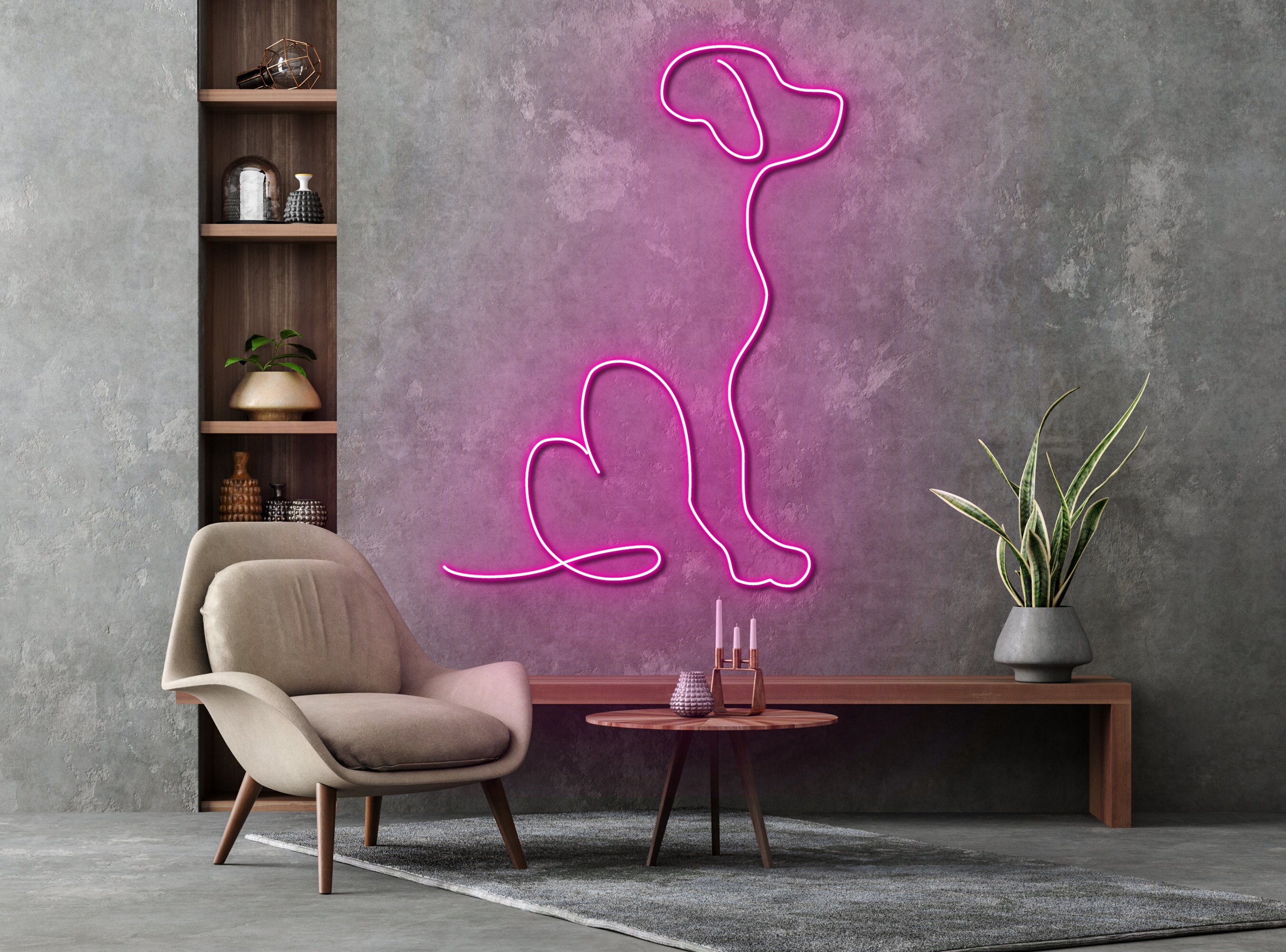 Golden Dog Neon Sign Wall Decoration