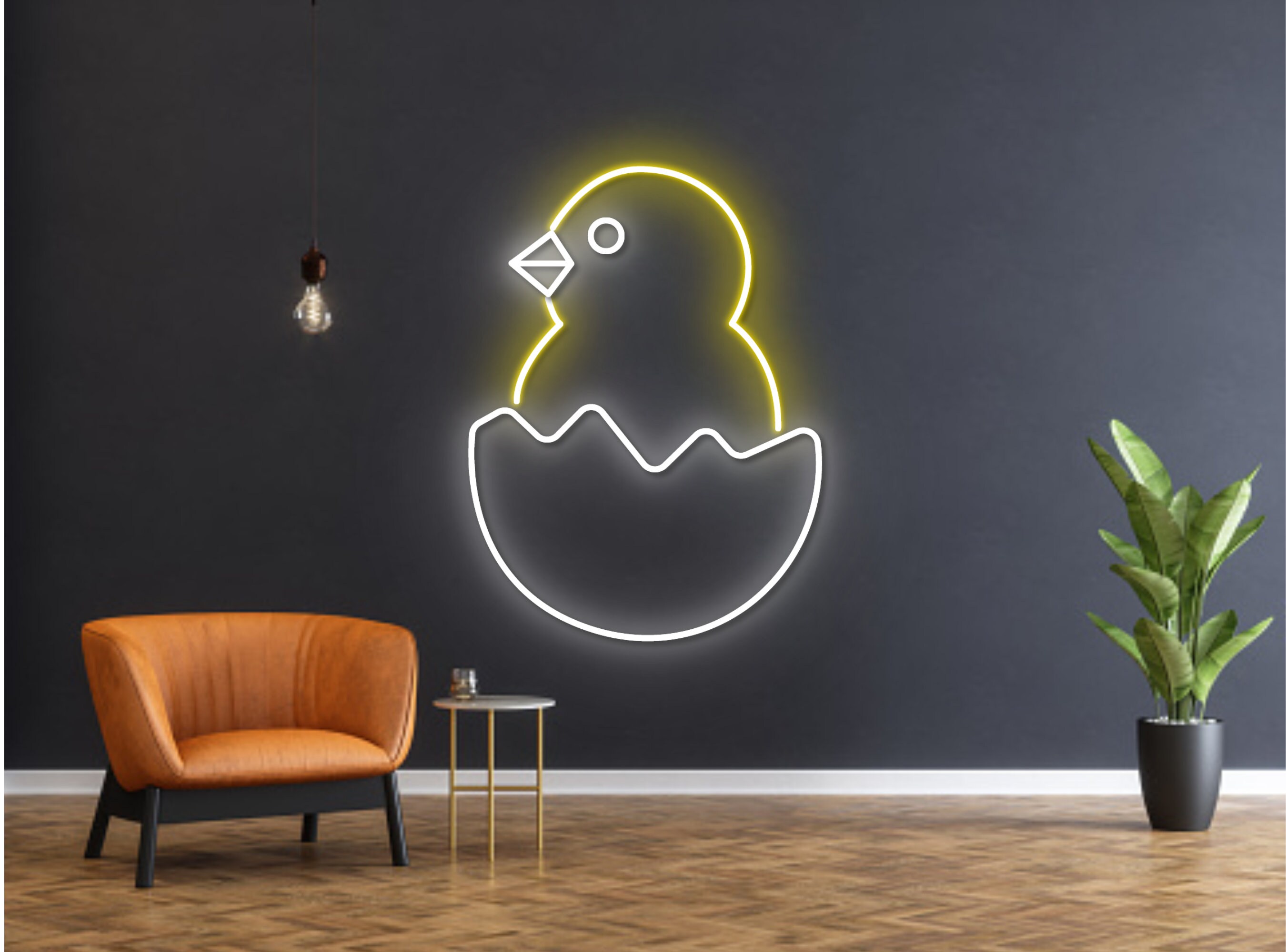 Hatched Chick In Eggshell Neon Sign