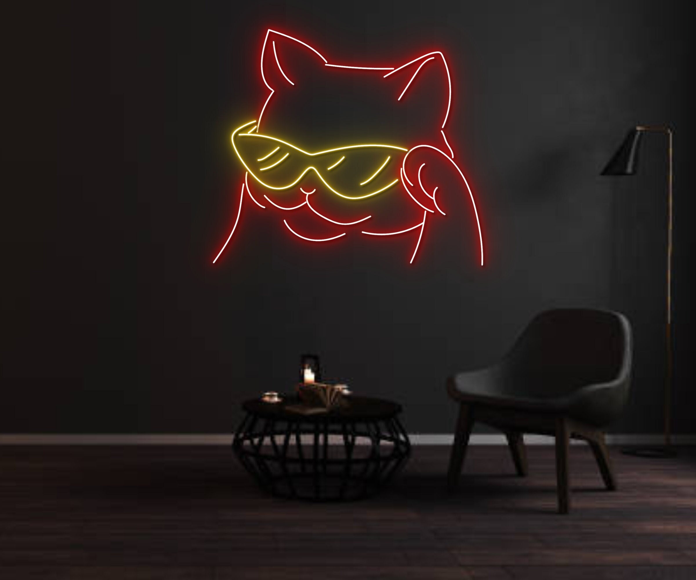 Cool Cat With Glasses Neon Sign