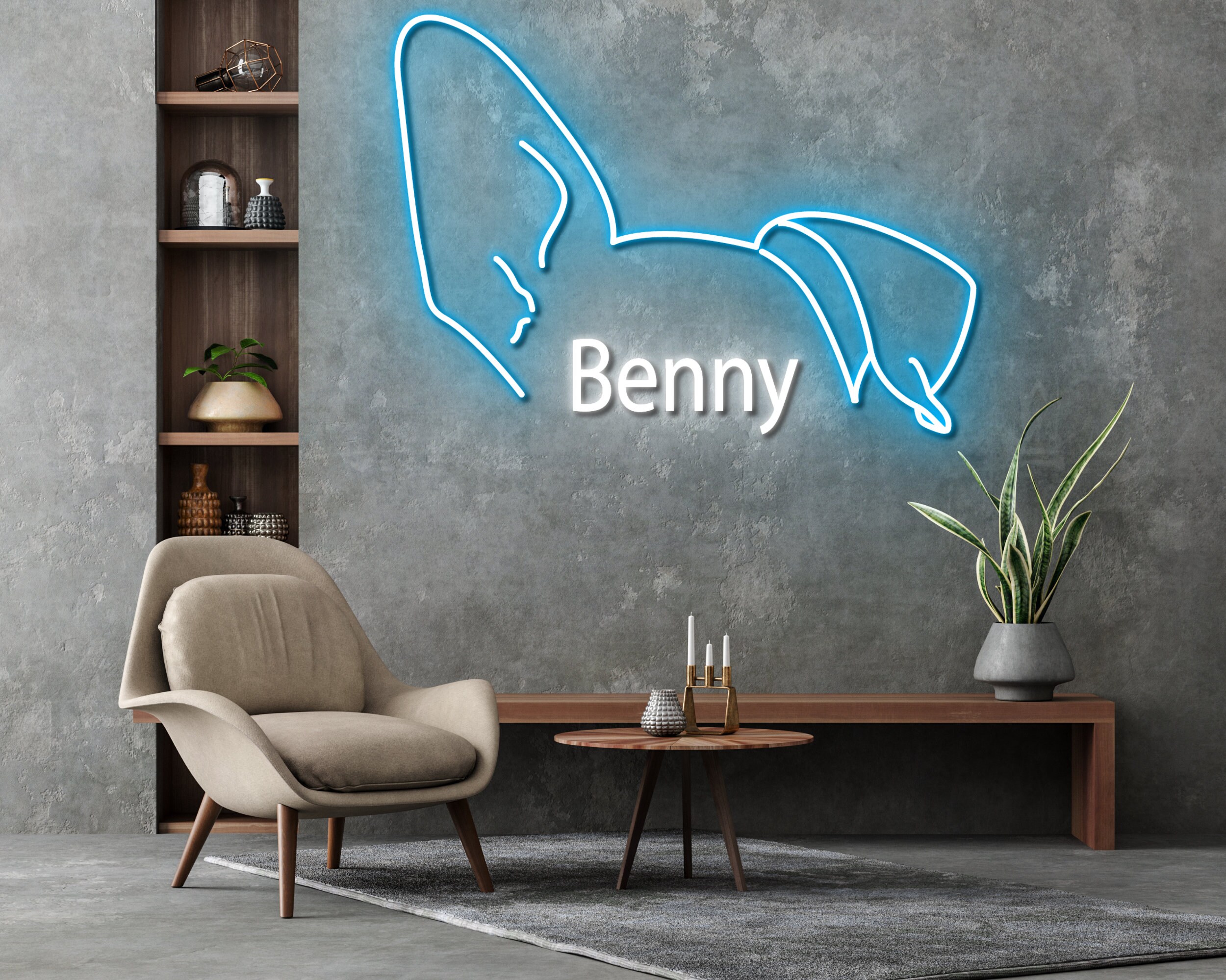Custom Ear Dog Name Neon Sign