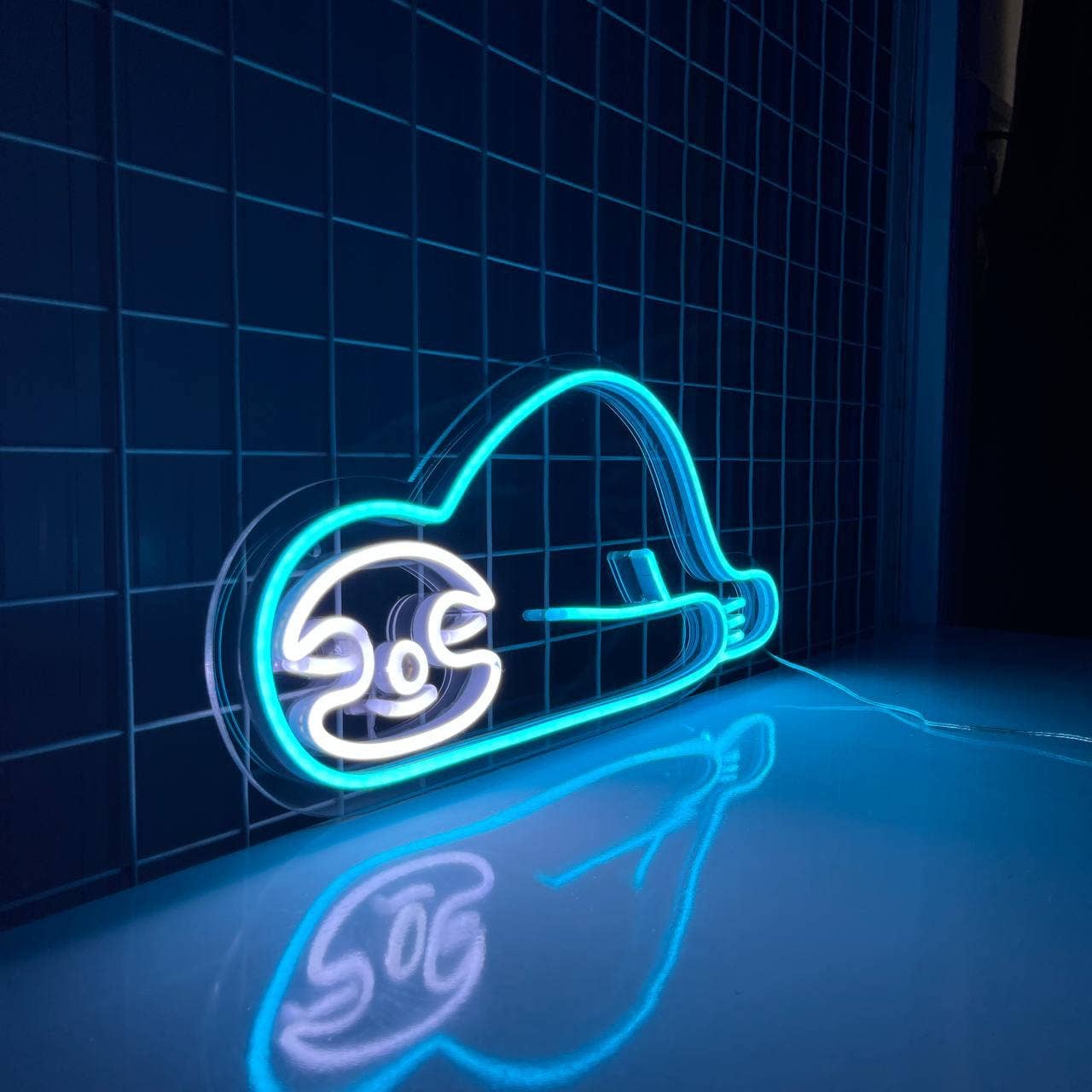 Lazy Sloth Lying Floor Neon Sign Animal Wall Decor