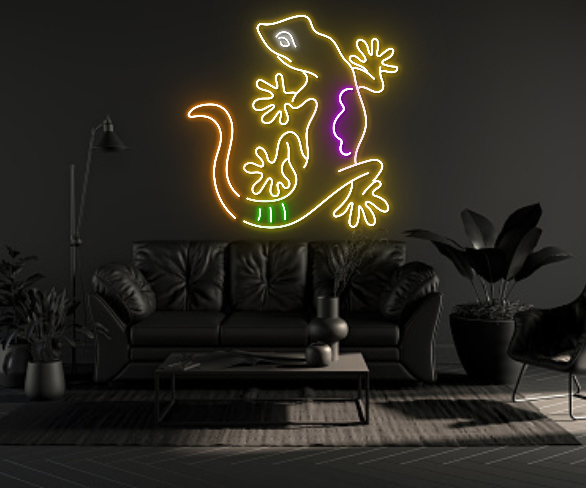 Colorful Lizard Neon Sign Animal Sign