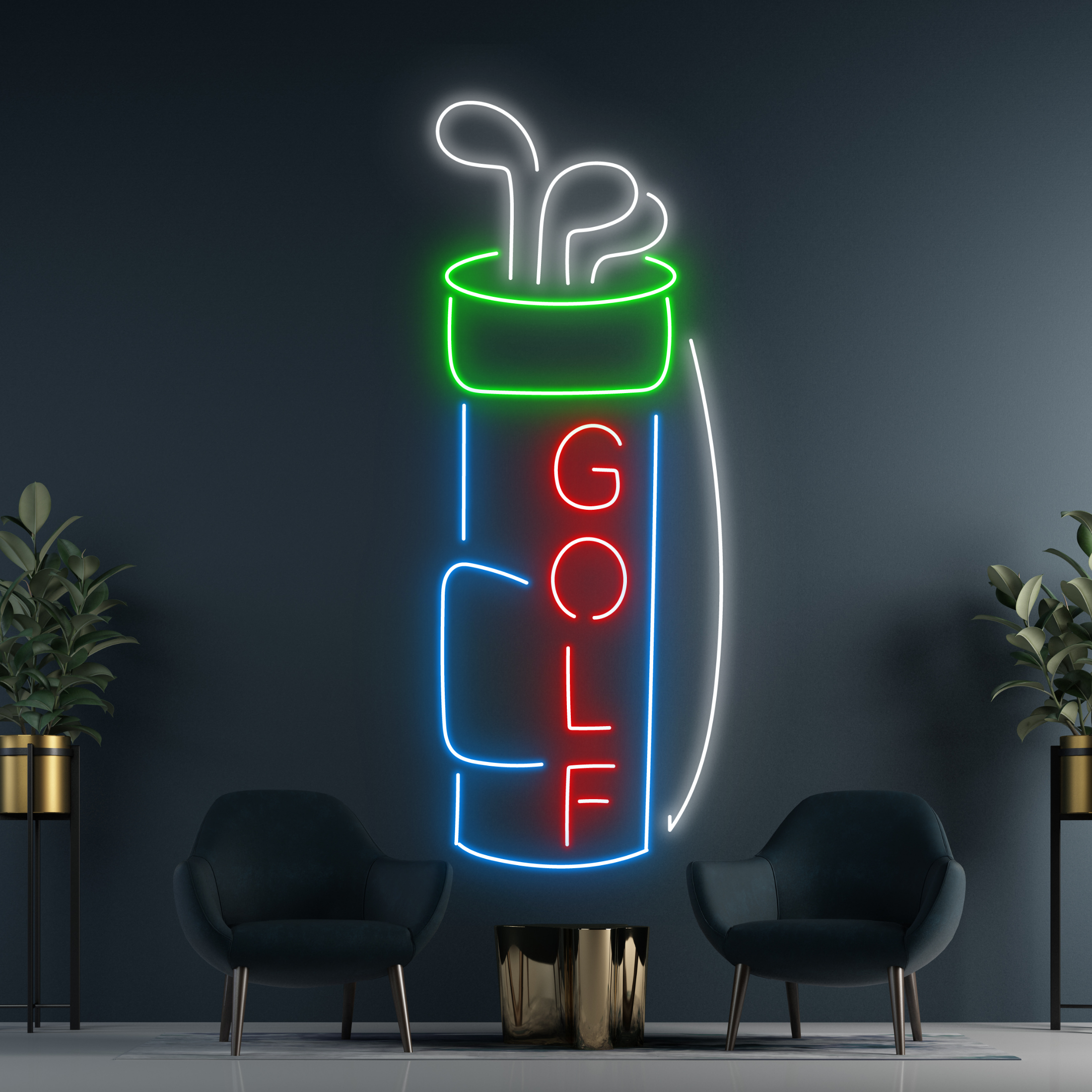 Golf Club Set Neon Sign Shop Store Decor Signboard