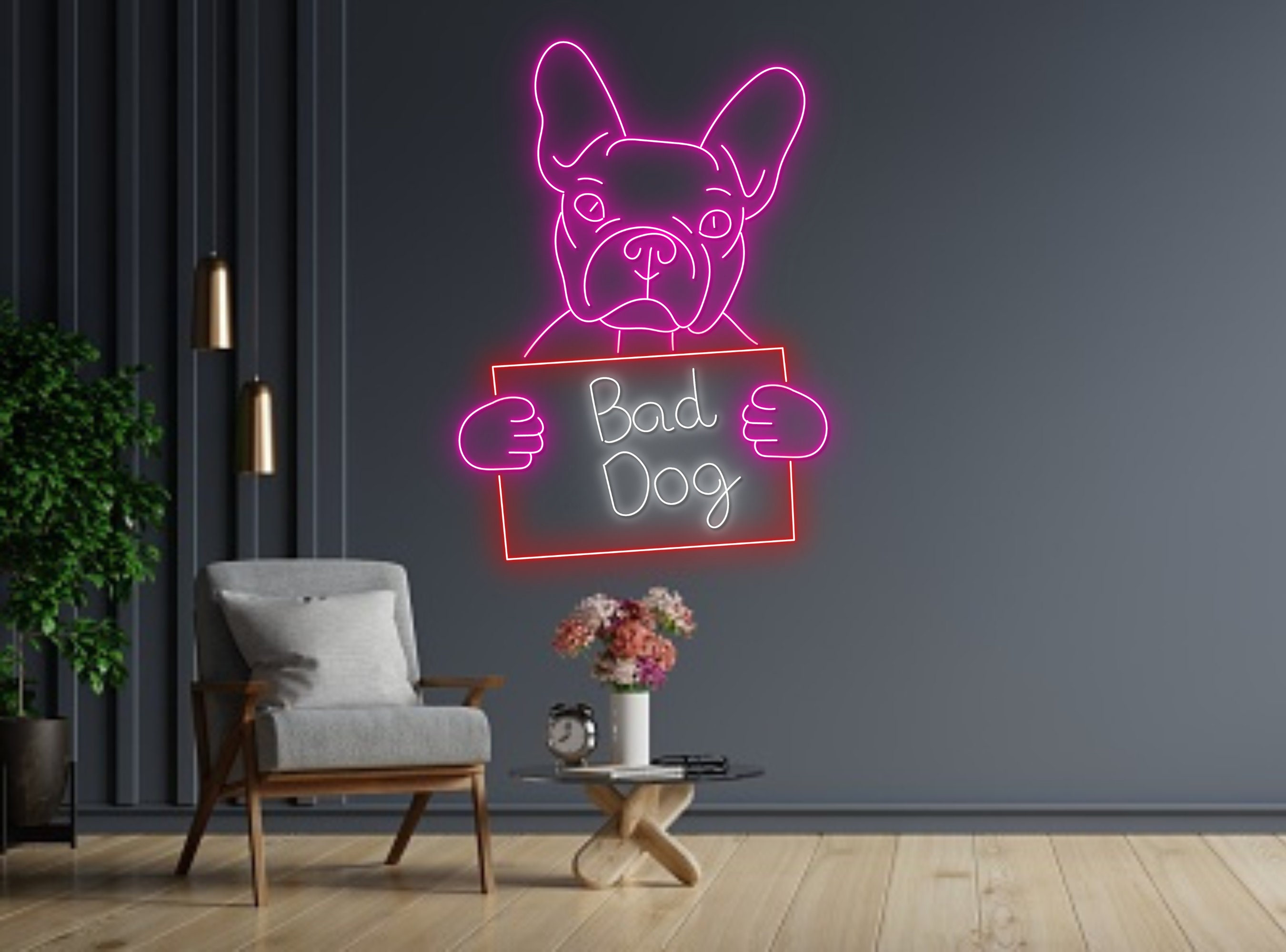 Prison Frenchie Dog Jailed Dog Neon Sign