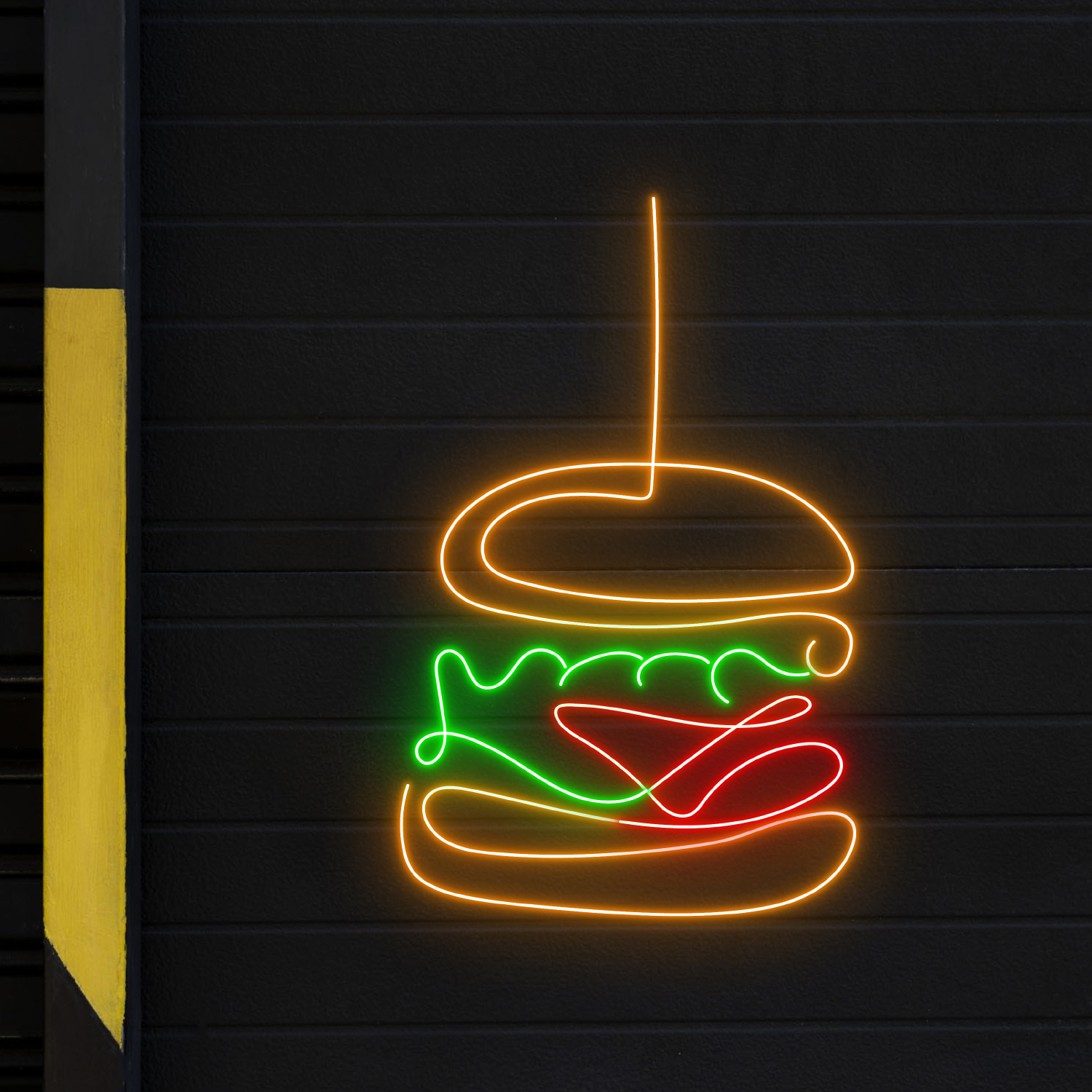 Burger Line Art Neon Sign Fast food Restaurant Wall Decor