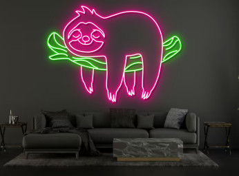 Sloth Lying On Tree Neon Sign Pet Lover Gifts