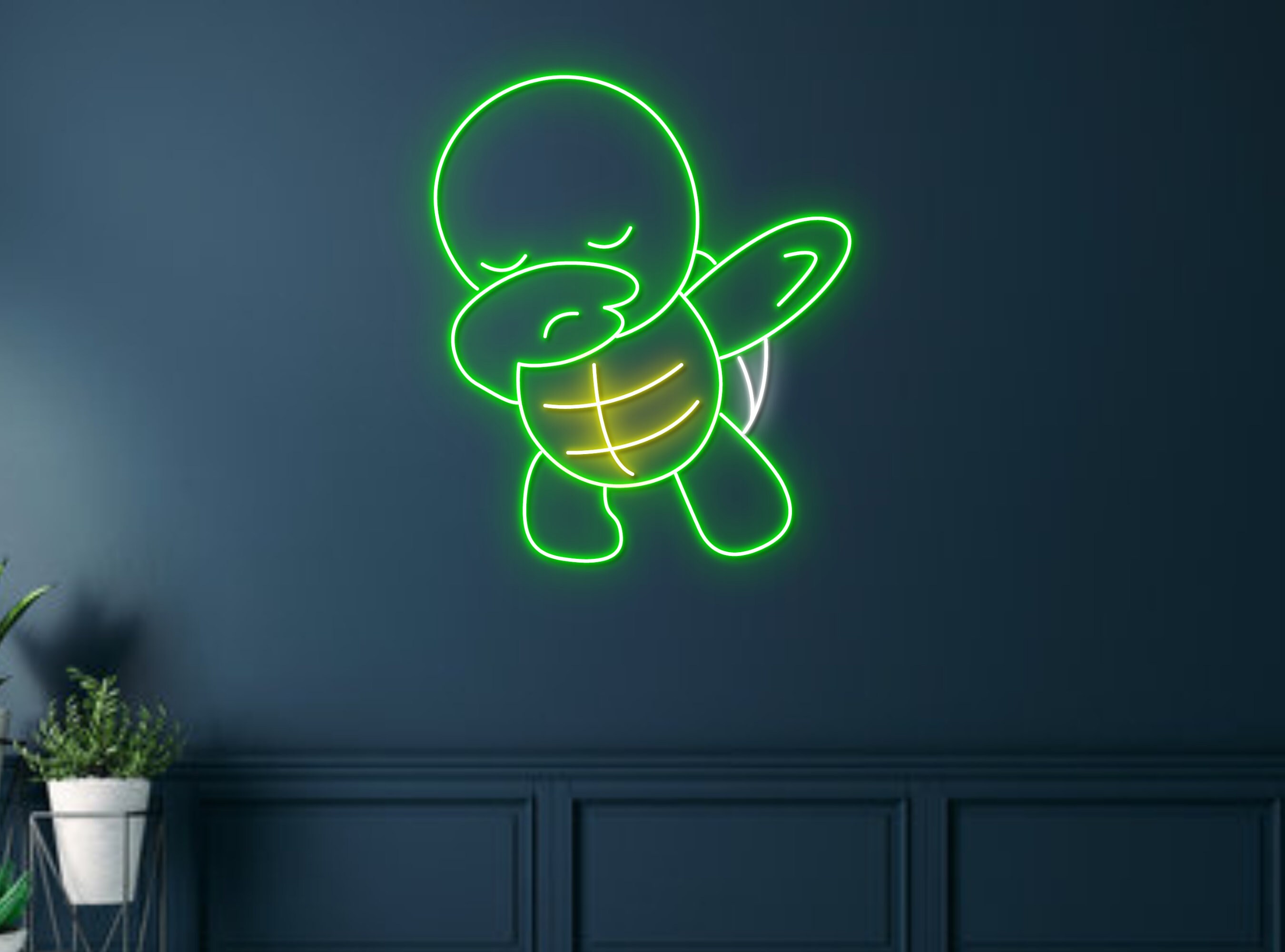 Cartoon Turtle Line Art Neon Signs