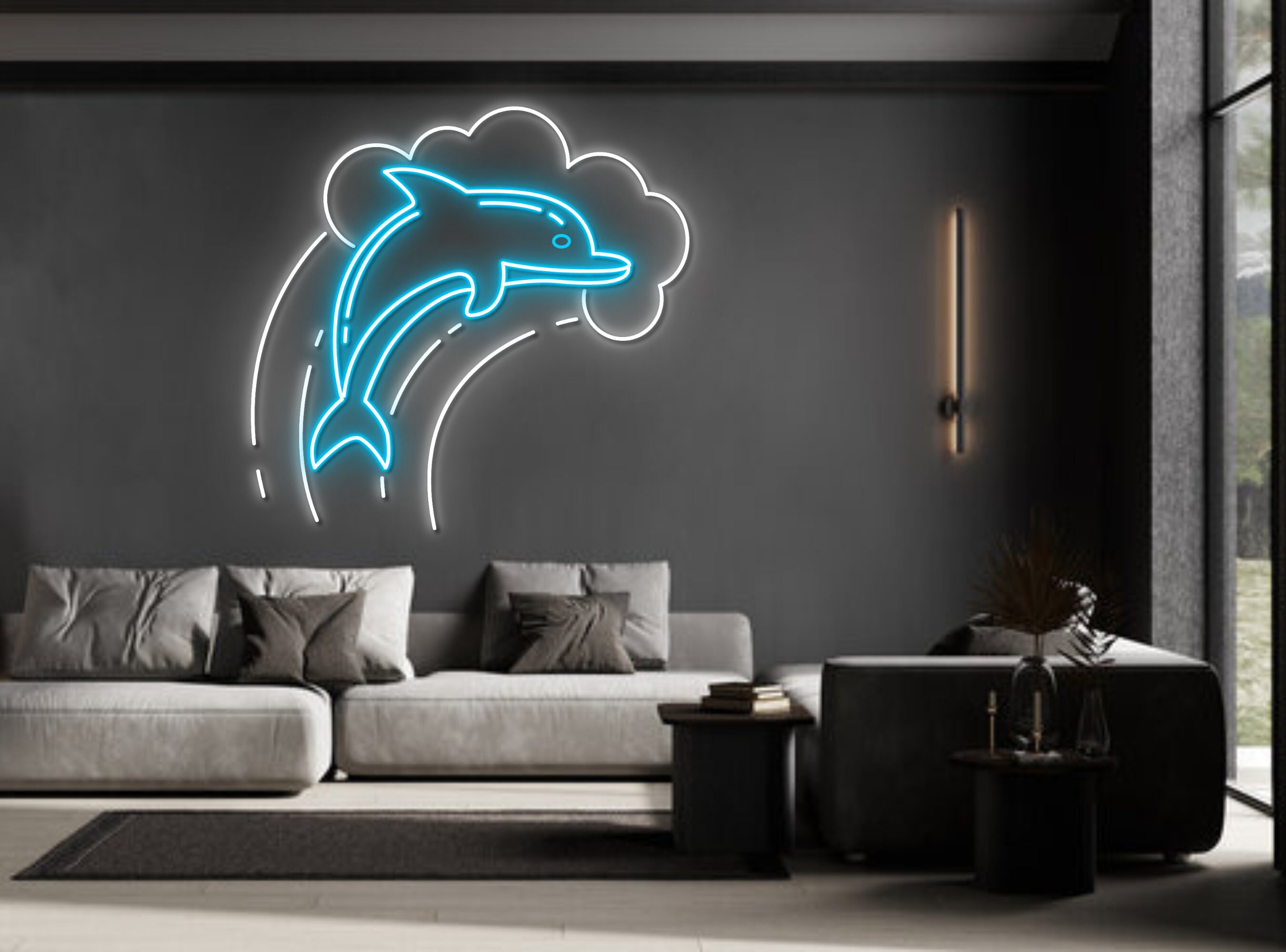 Dolphin Swimming Neon Sign