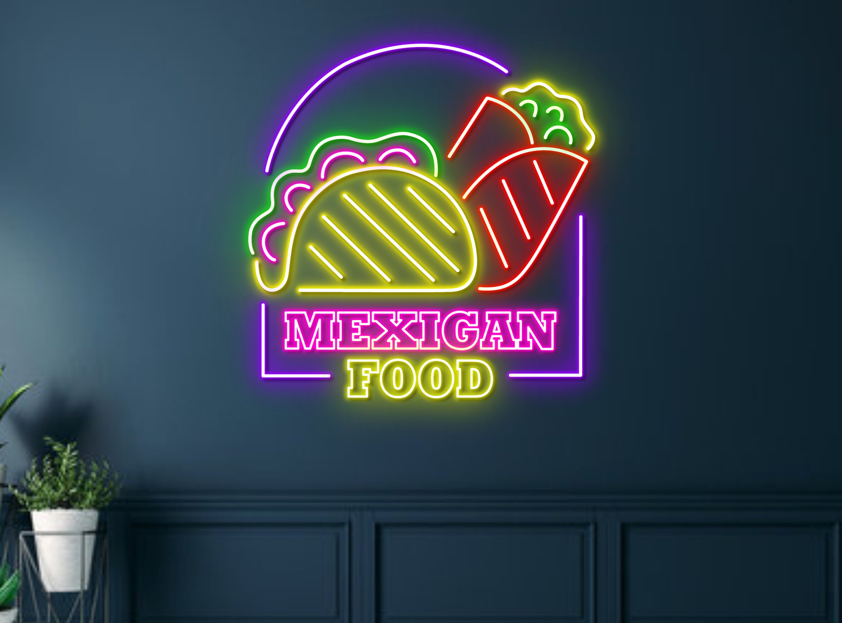 Mexico Food Taco Neon Sign Mexican Food Art