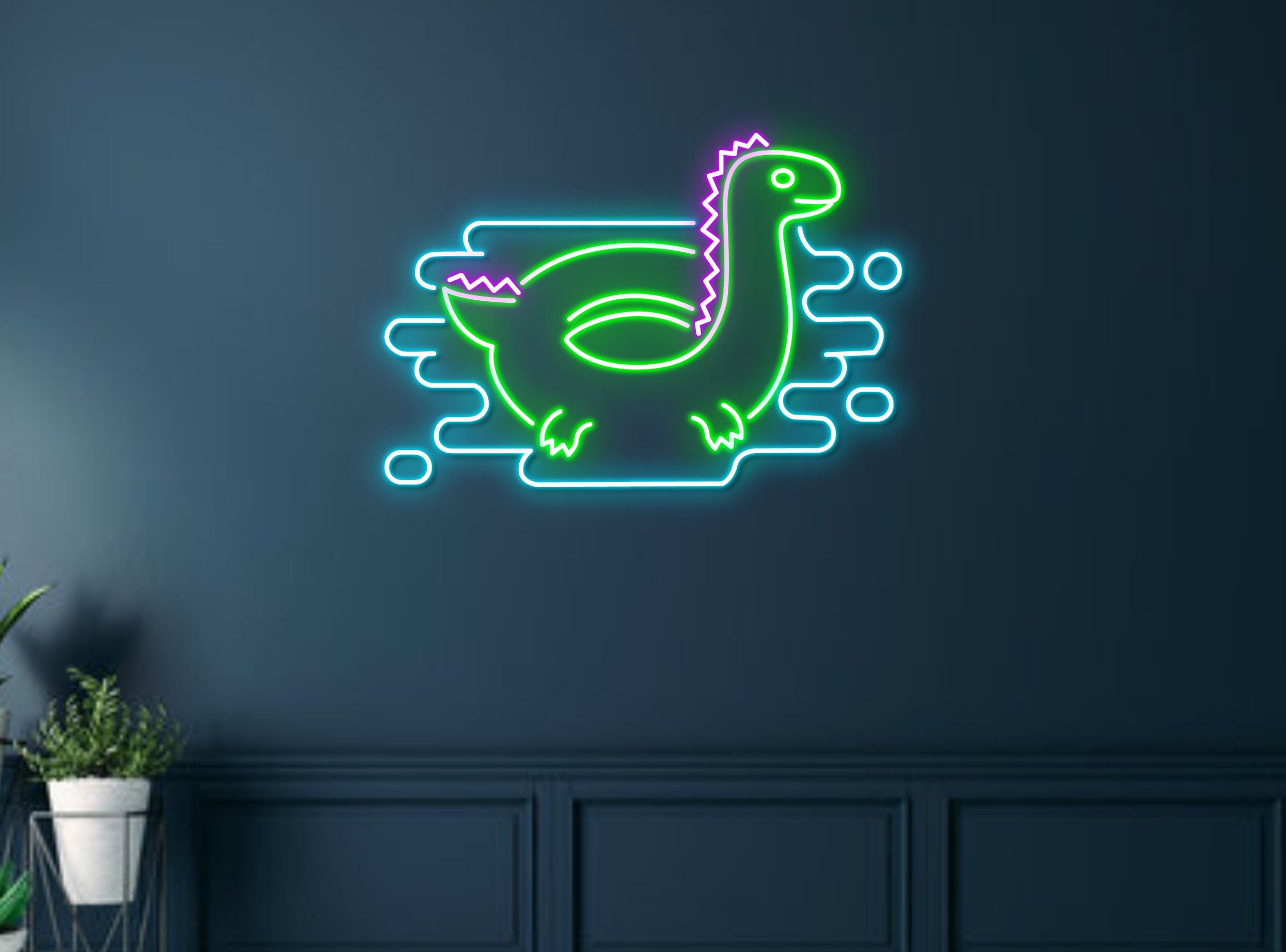 Dinosaur Swimming Neon Sign