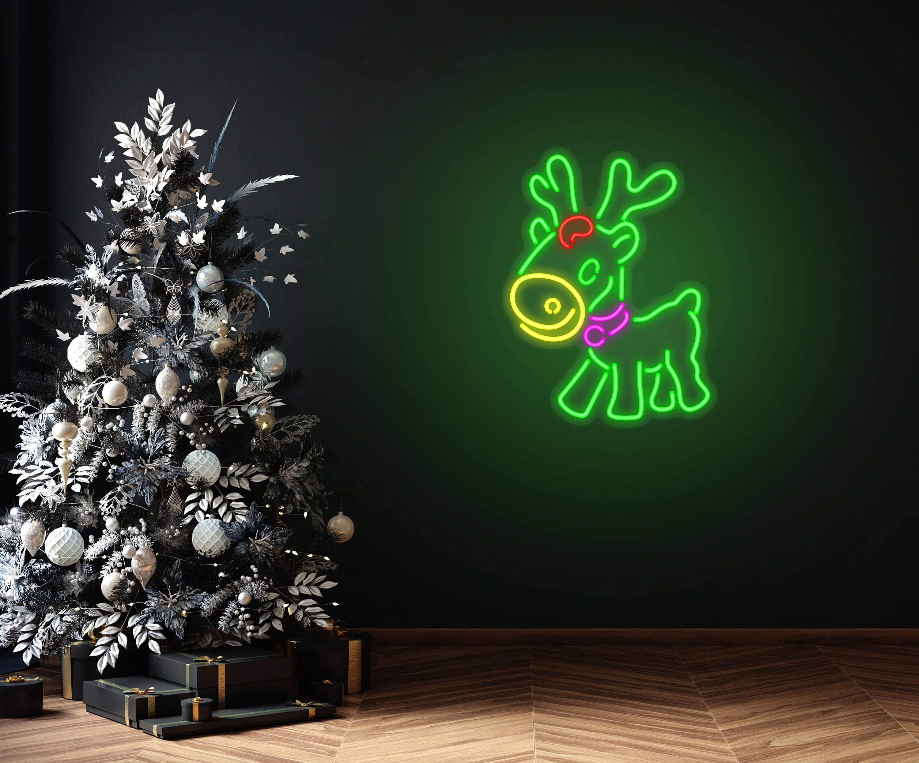 Cute Deer Neon Sign Reindeer Christmas Decor