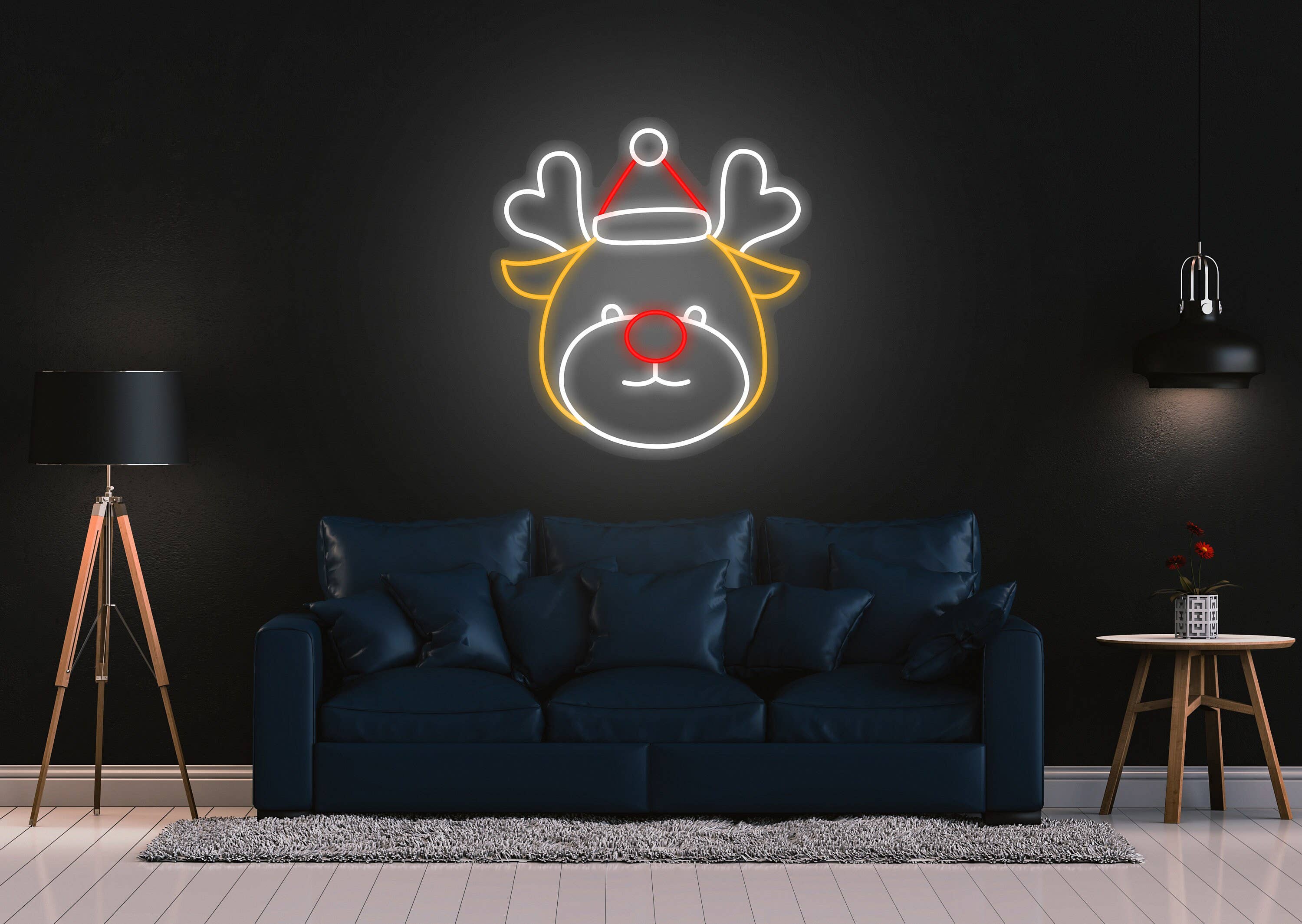 Cute Reindeer Neon Sign Christmas Party Wall Lights Decor