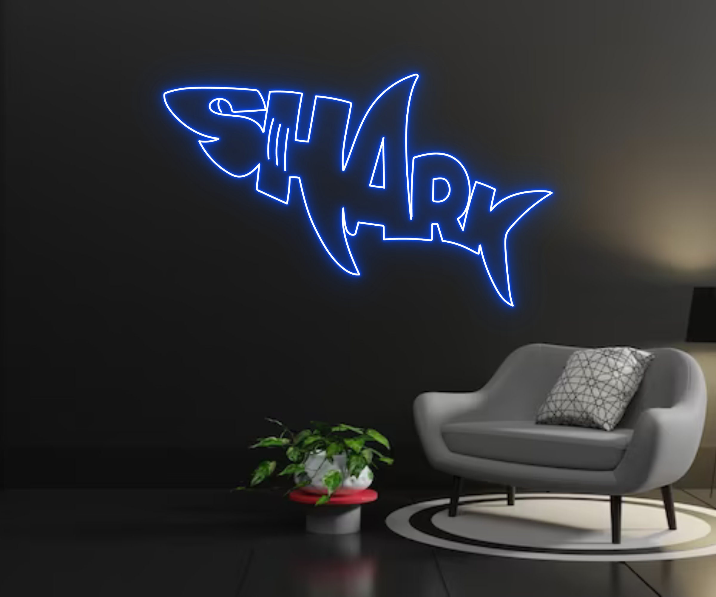 Shark Logo Neon Sign Wall Art Decor
