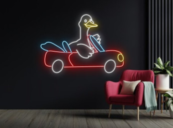 Duck Drive Car Neon Sign