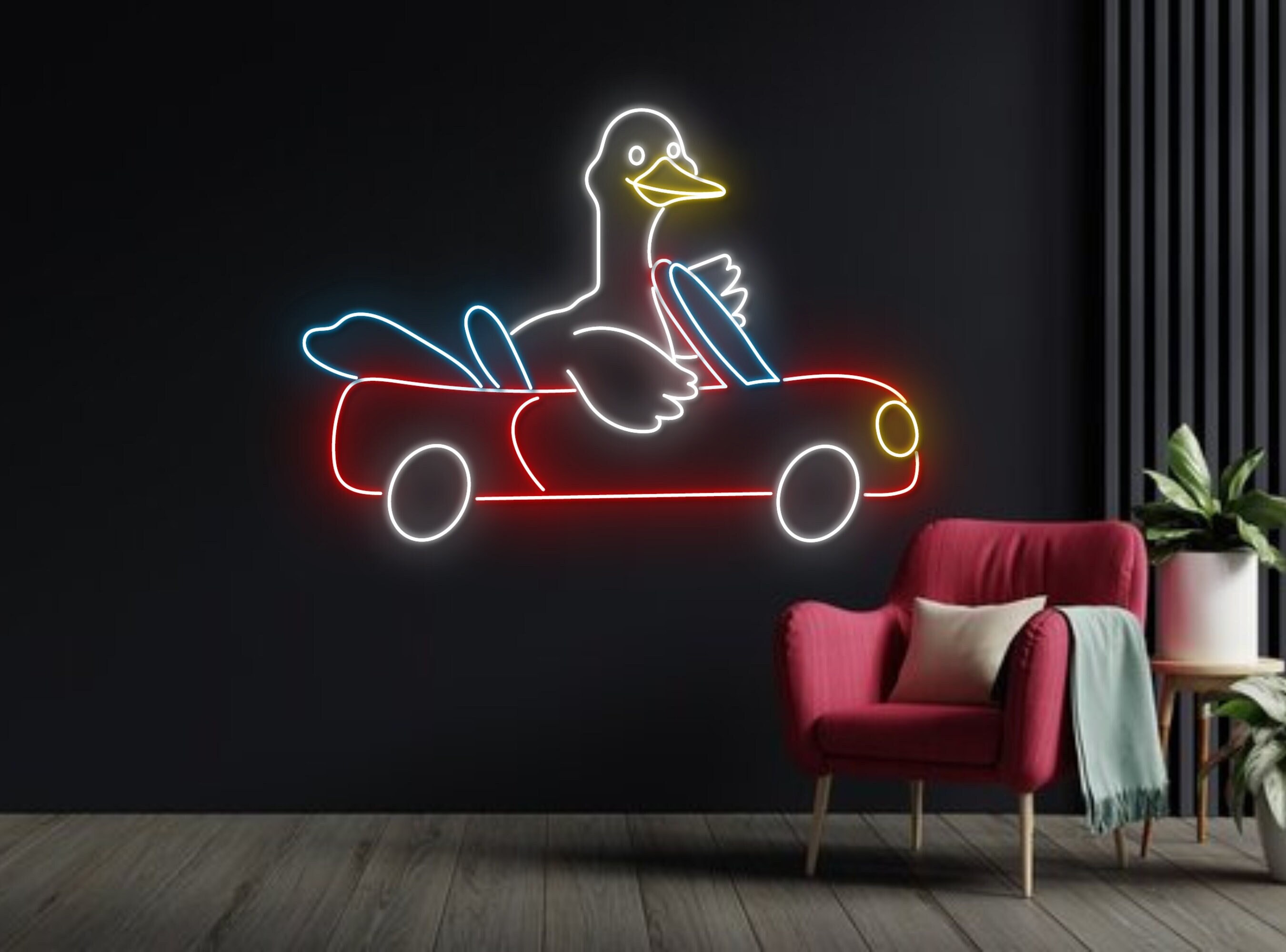 Duck Drive Car Neon Sign