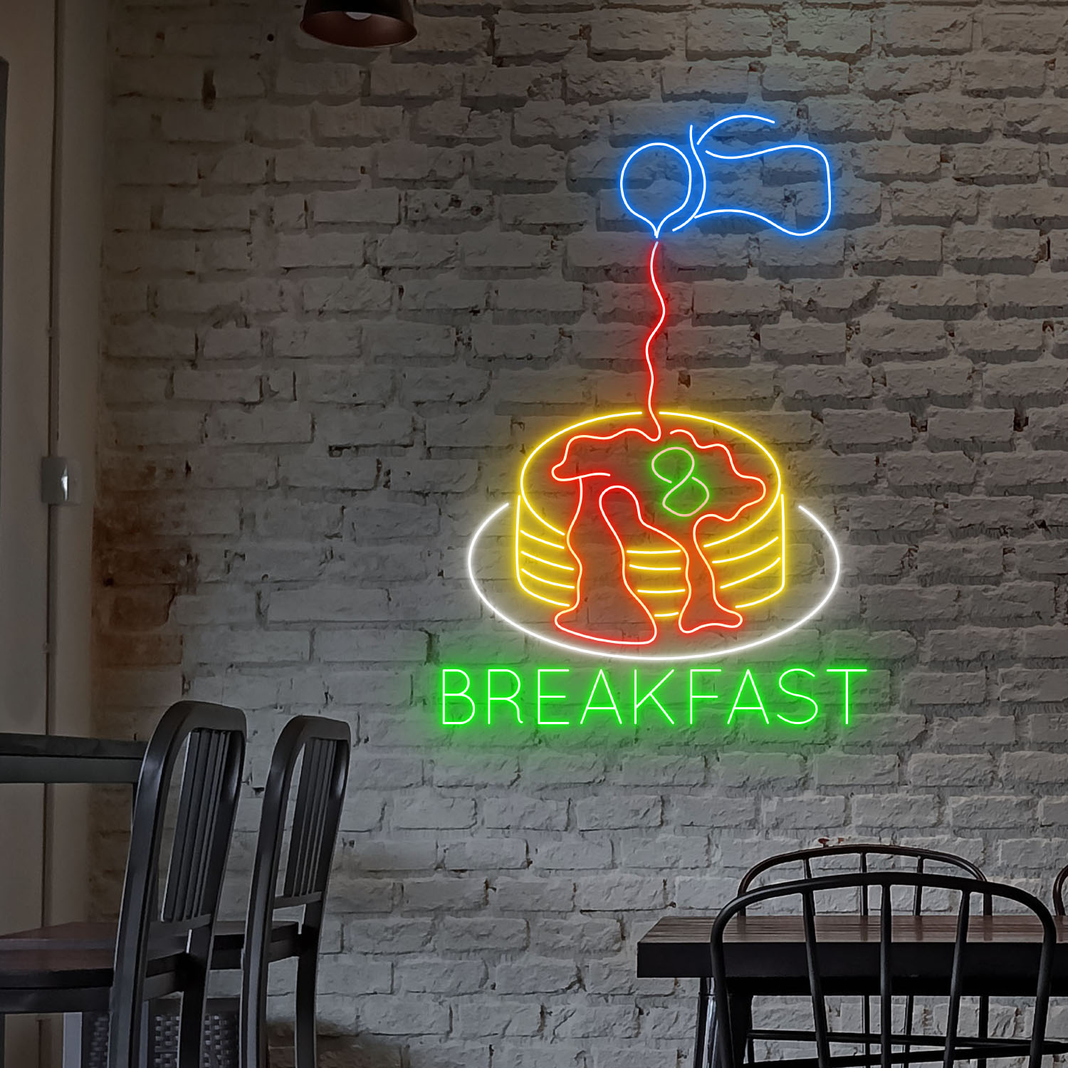 Fluffy Pancakes Breakfast Neon Sign Restaurant Wall Art Decor