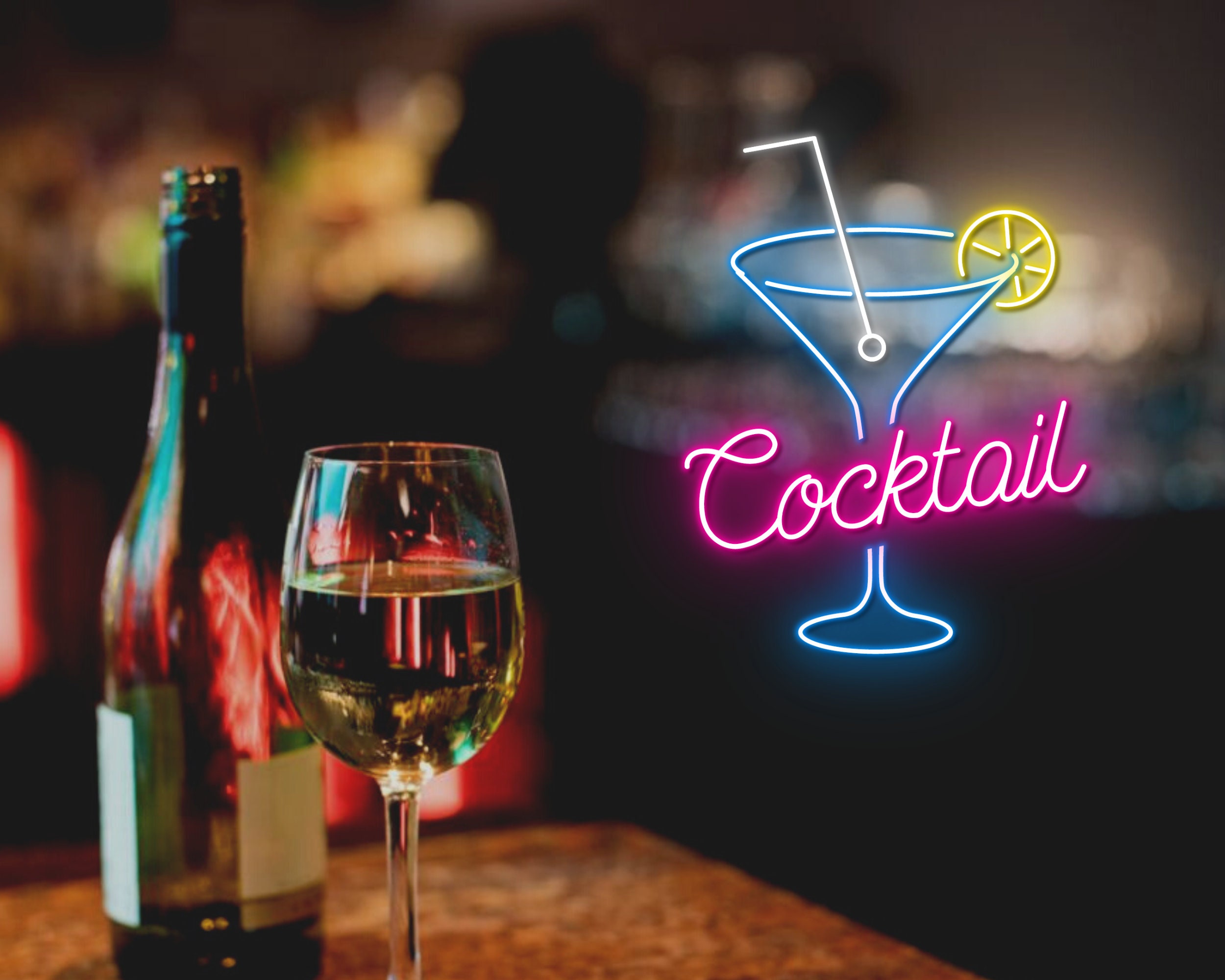Cocktails Party Bar Pub Neon Signs Hanging Sign Wall Art