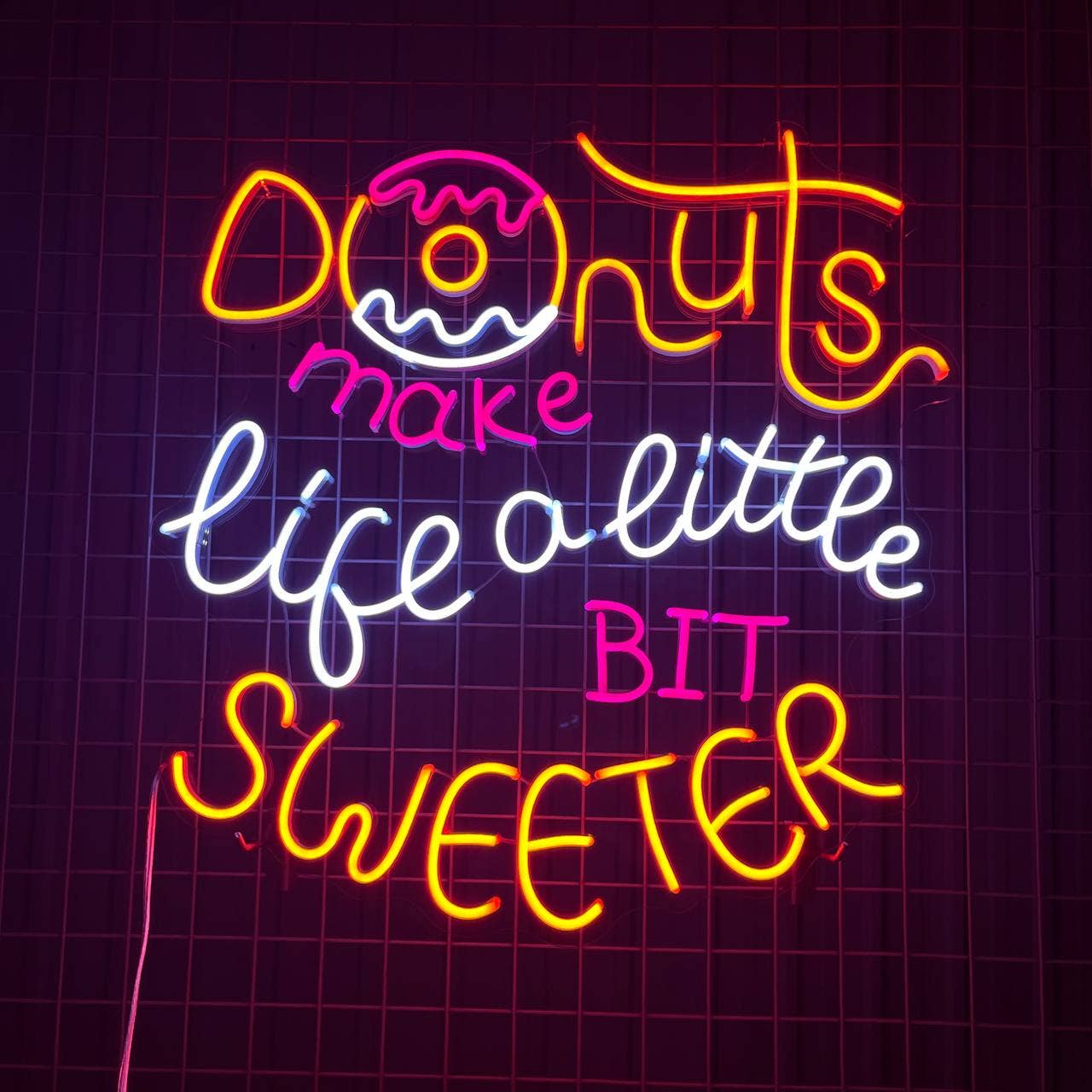 Donut Make Life A Little Sweeter Neon Sign Bakery Decor