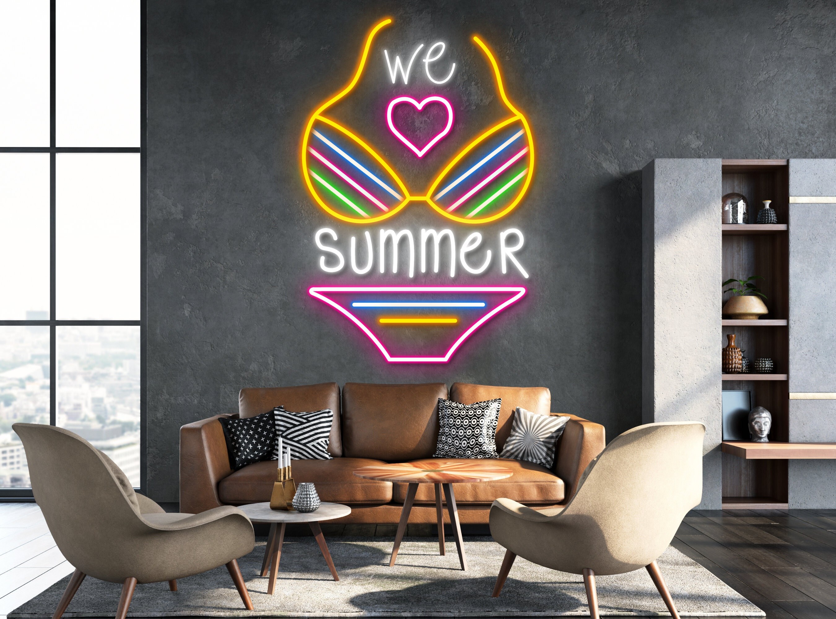 Summer Sexy Bikini Line Art Woman Neon Sign