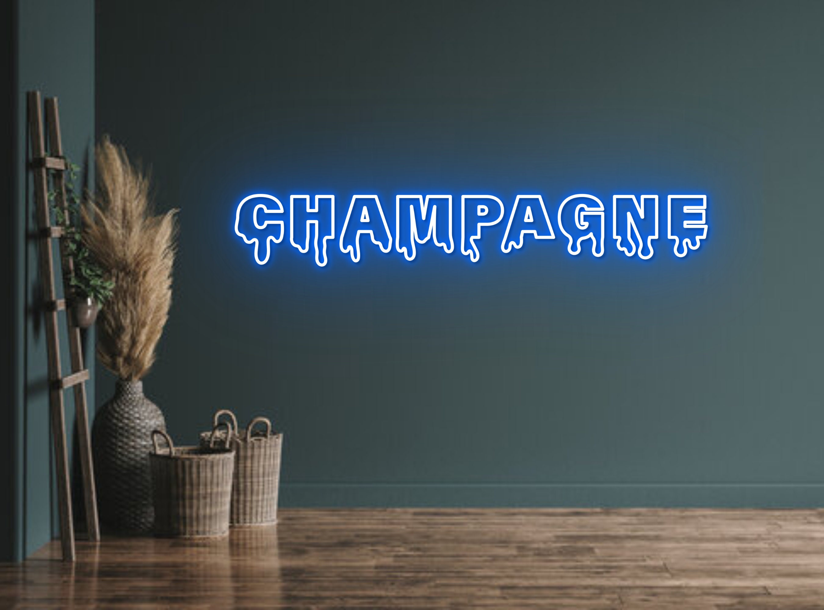 Champagne Dripping Text Effect Neon Sign