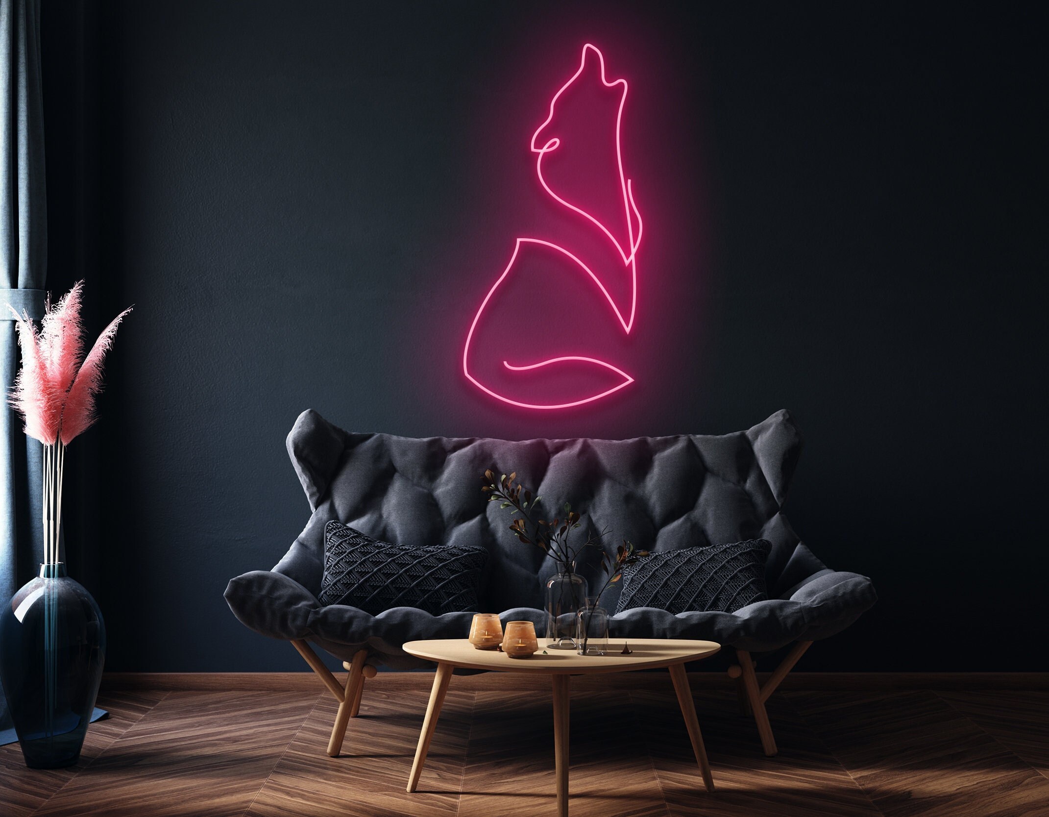 Wolf Sitting Neon Sign Animal Decor Room