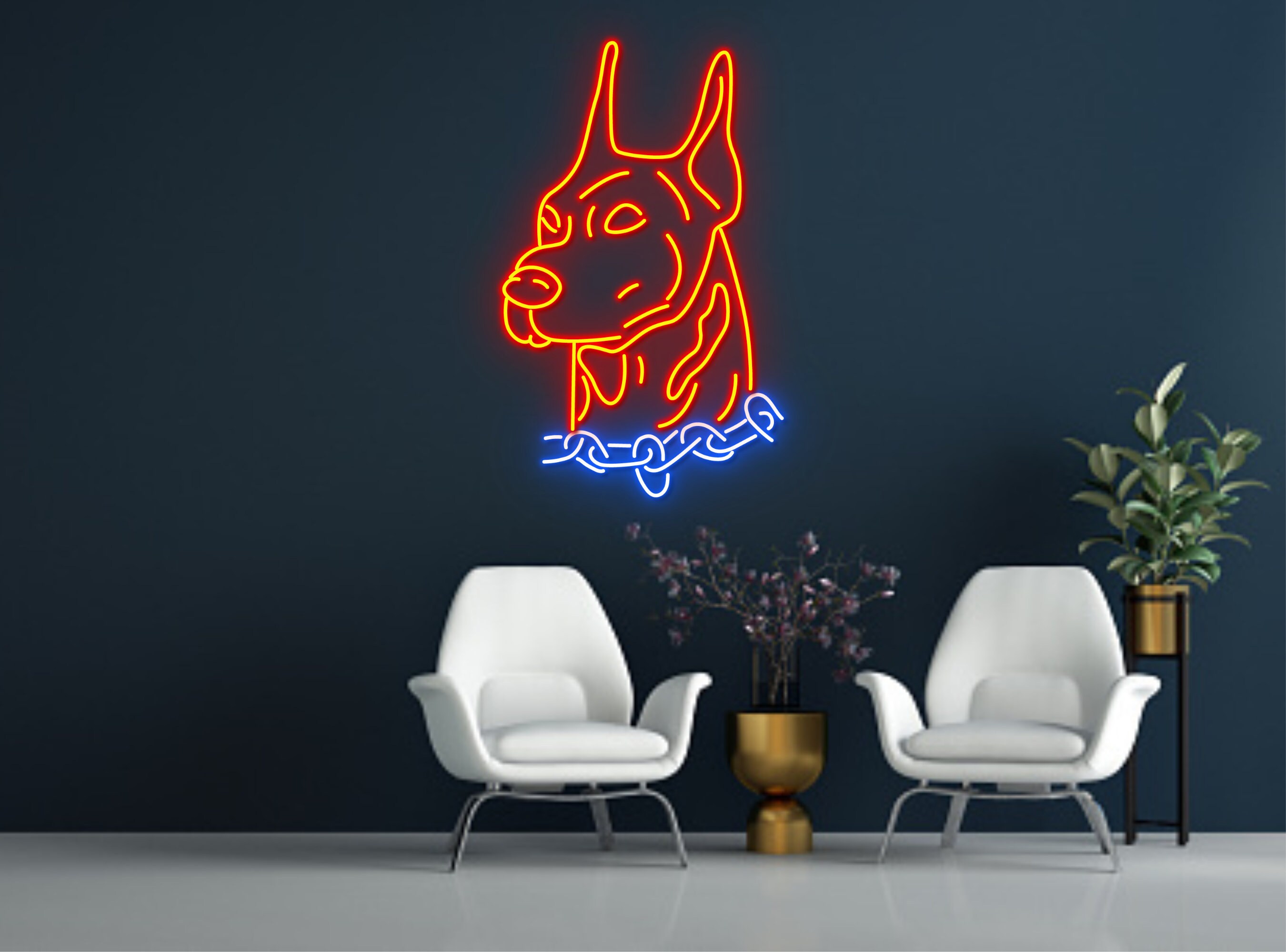 Doberman Dog Neon Sign