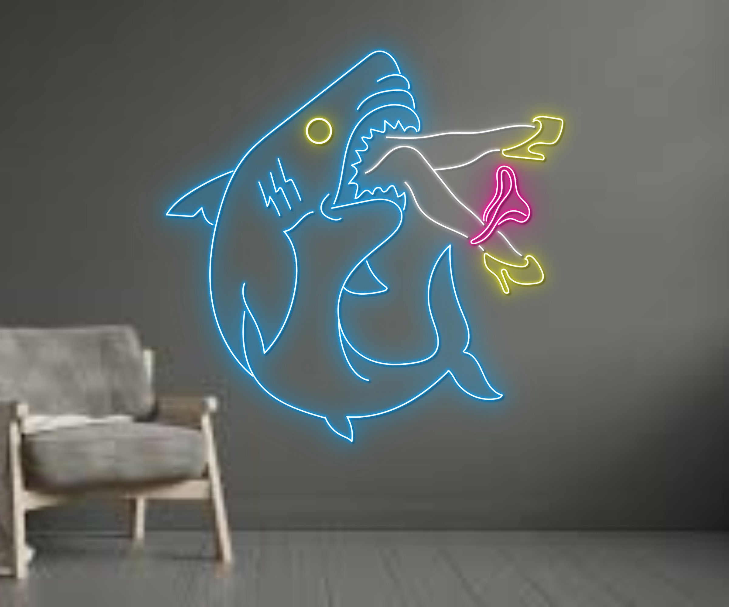 Shark Eat Girl Neon Sign