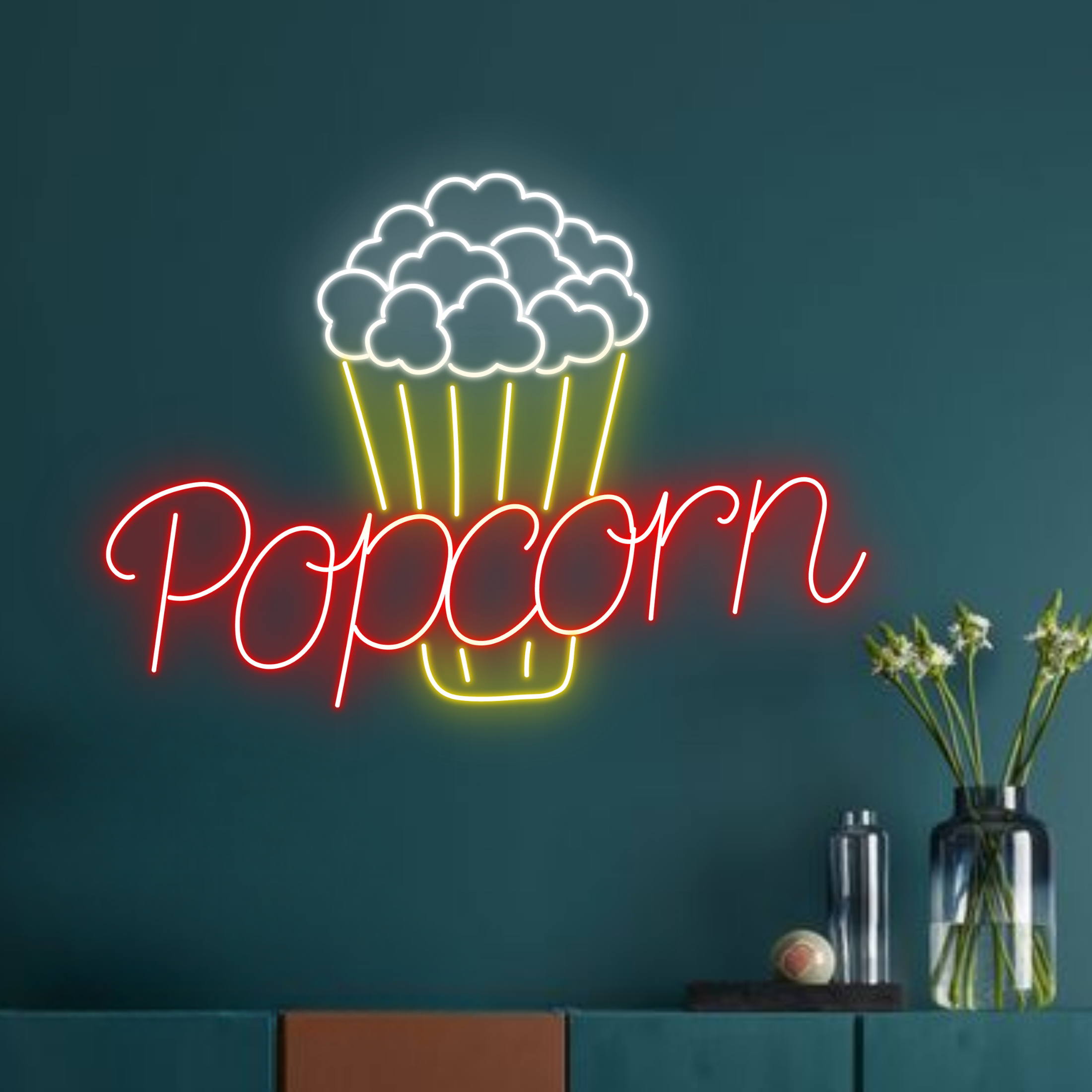 Popcorn Neon Sign Cinema Wall Led Light Decor