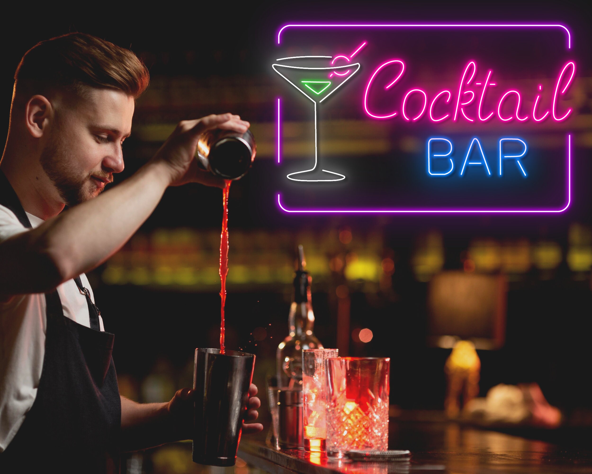 Cocktails Cup Bar Pub Neon Signs