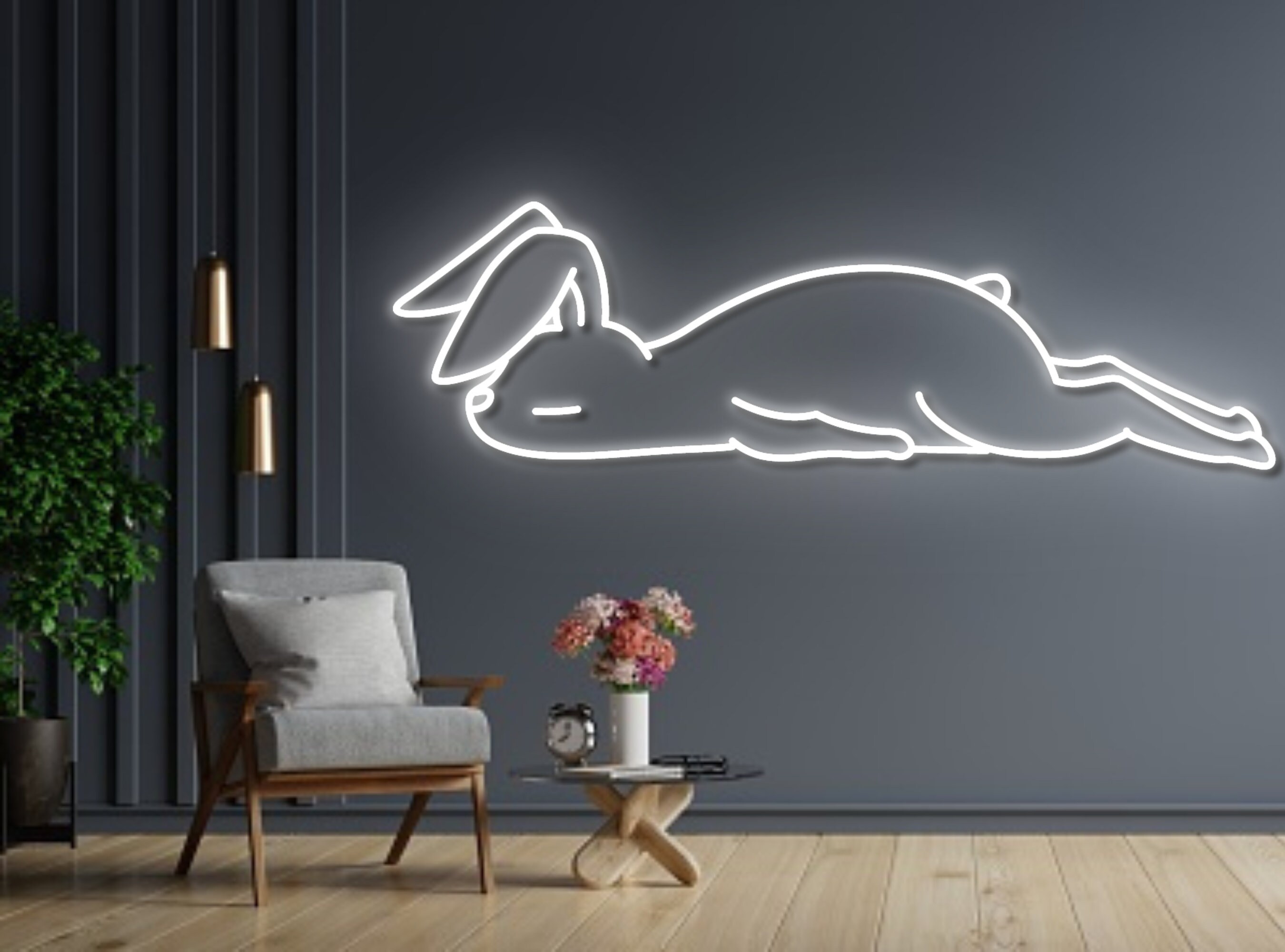 Lazy Bunny Rabbit Neon Sign