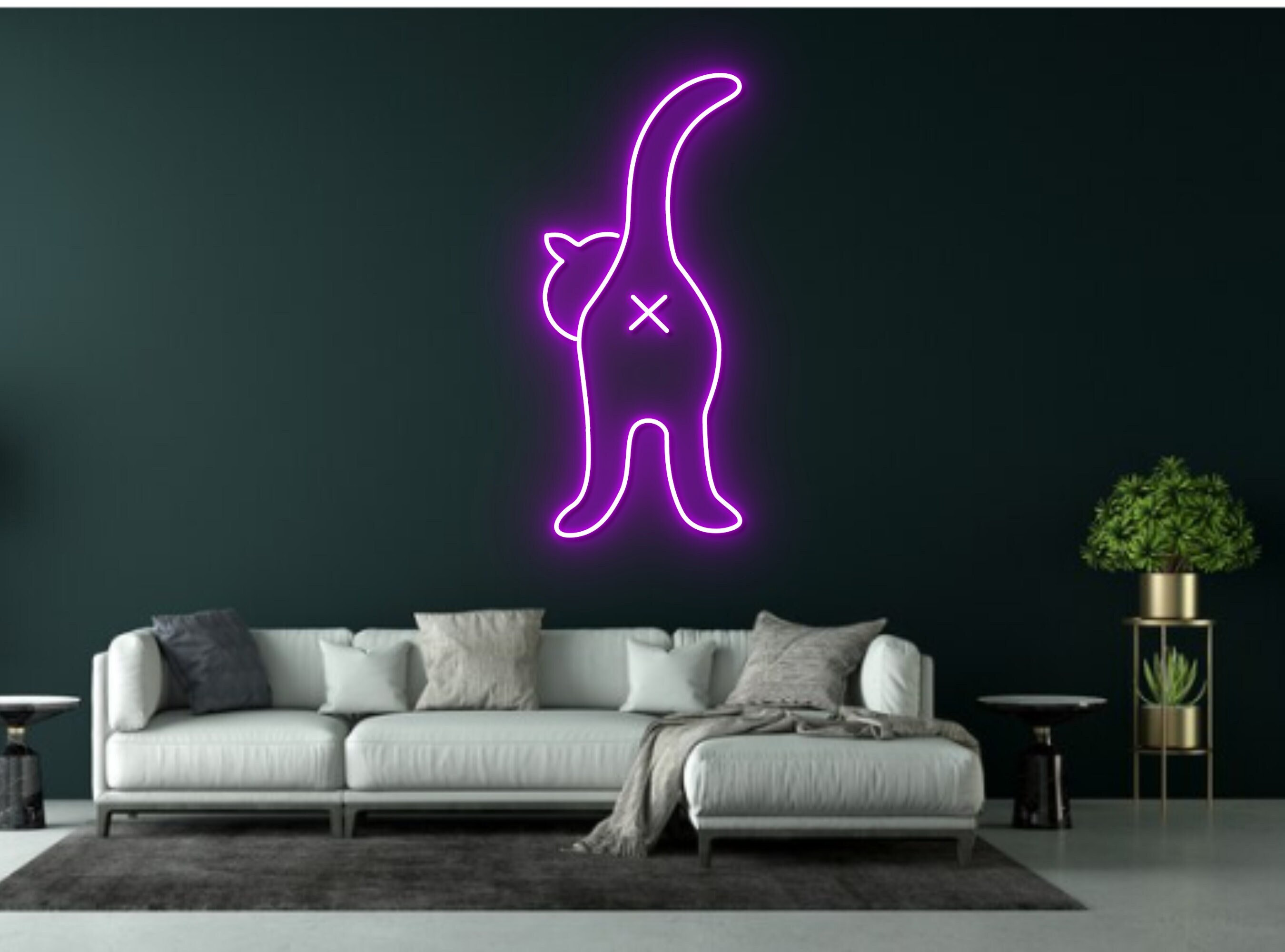 Cat Butt Line Art Neon Sign Decor Gift