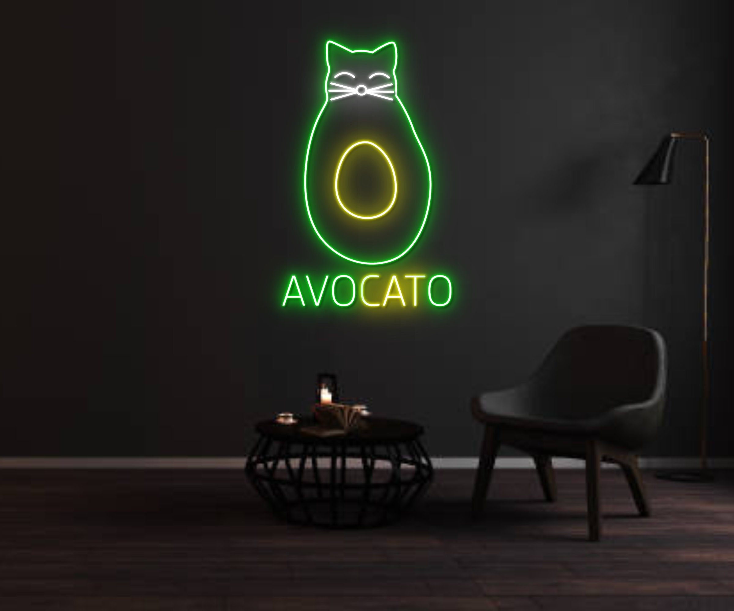 Avocato Avocado Cat Neon Sign