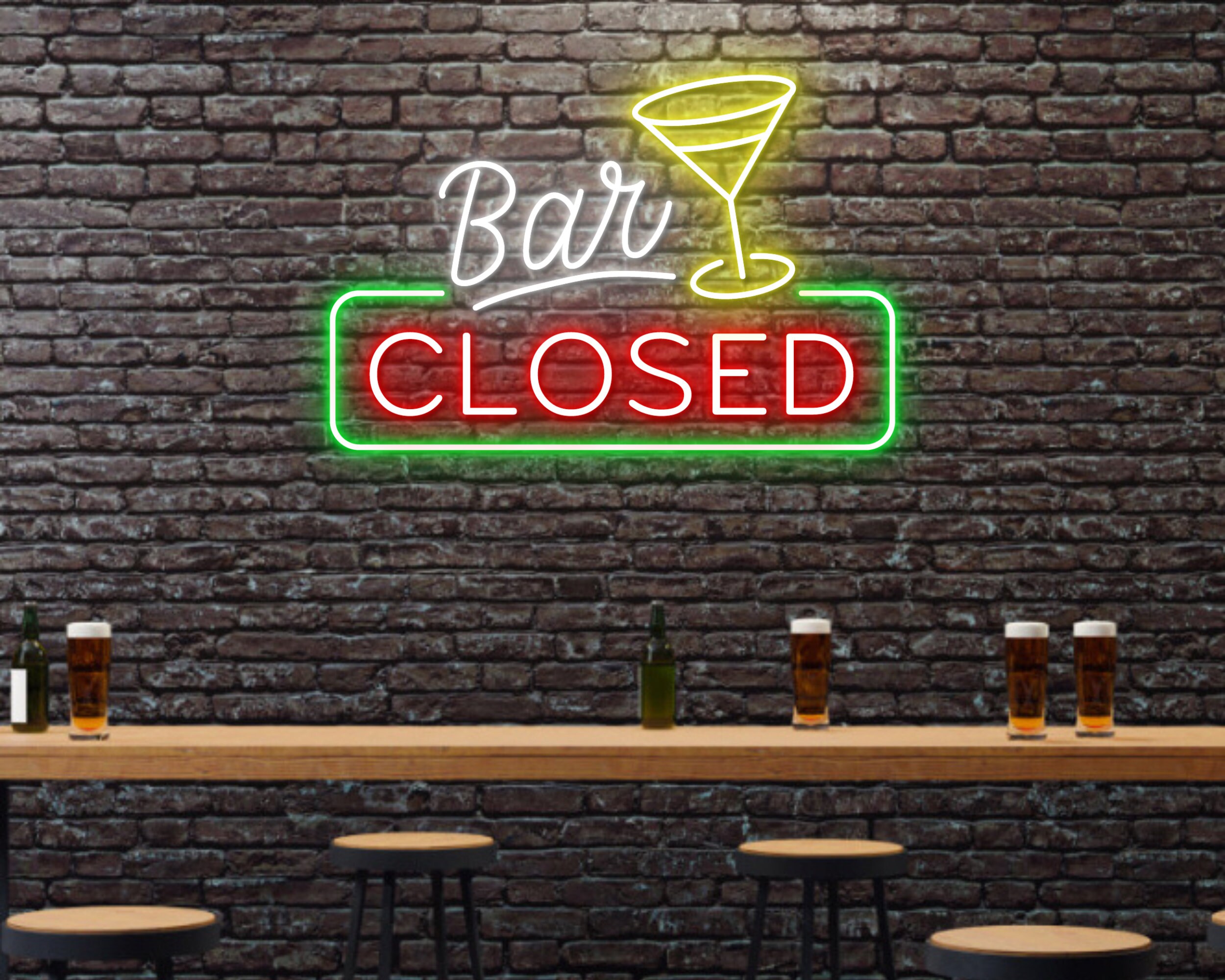 Bar Close Neon Signs Decor Business Woman Man Cave
