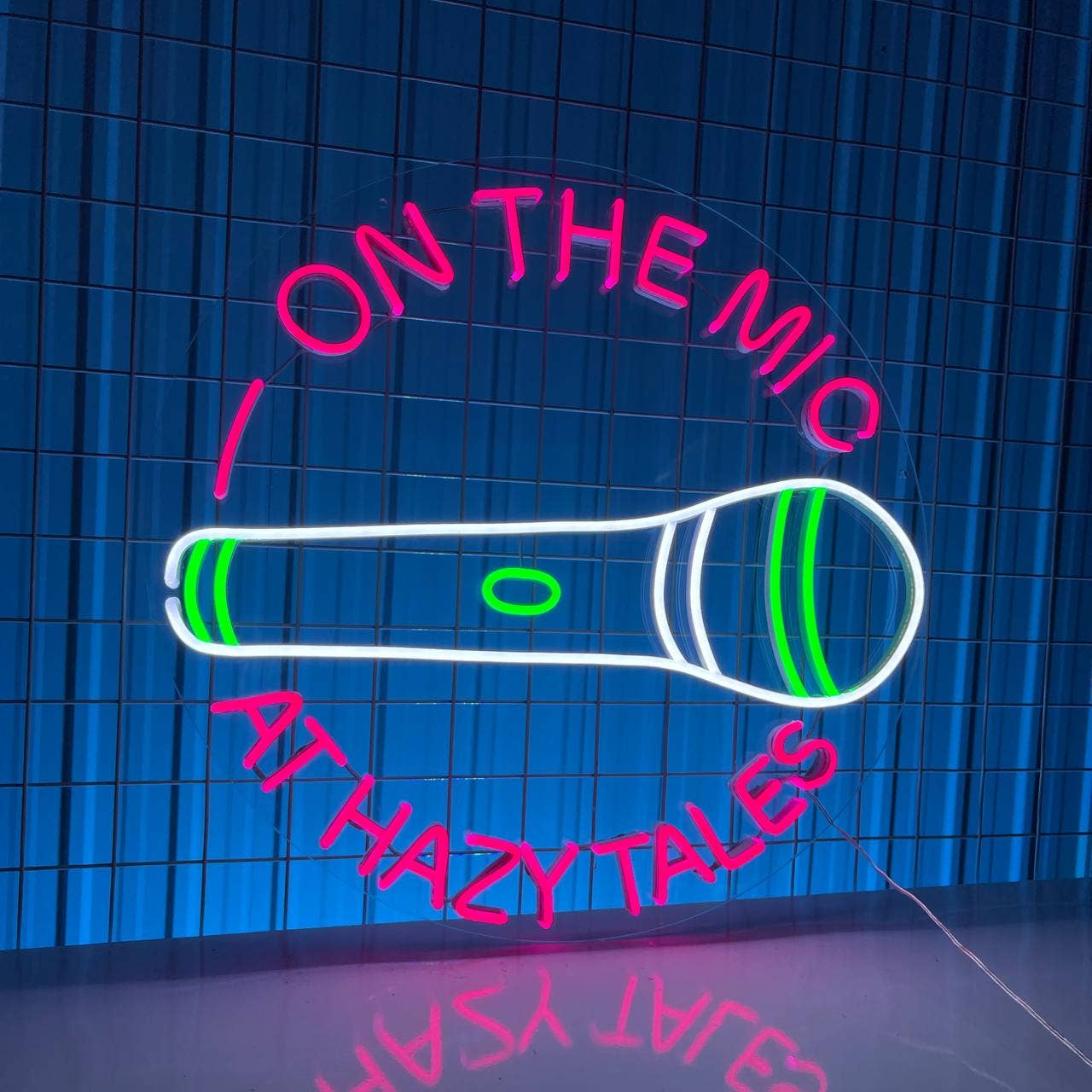 On The Mic Neon Sign Decor Karaoke Studio Signboard Decor