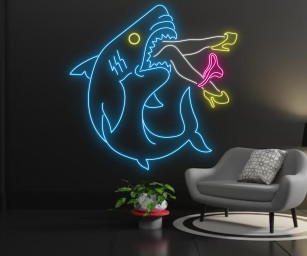 Shark Eat Girl Neon Sign