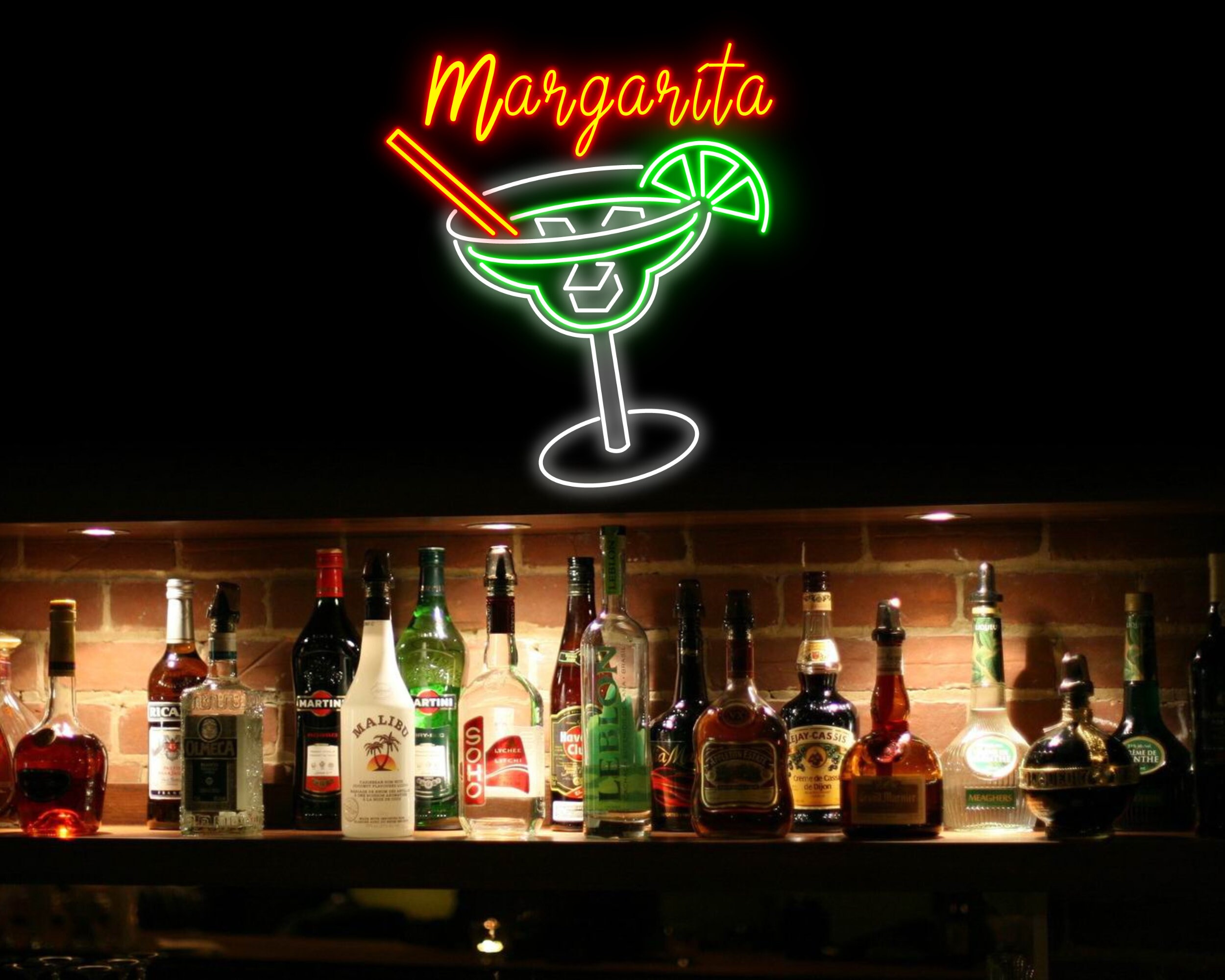 Cocktails Margarita Cup Bar Pub Neon Sign